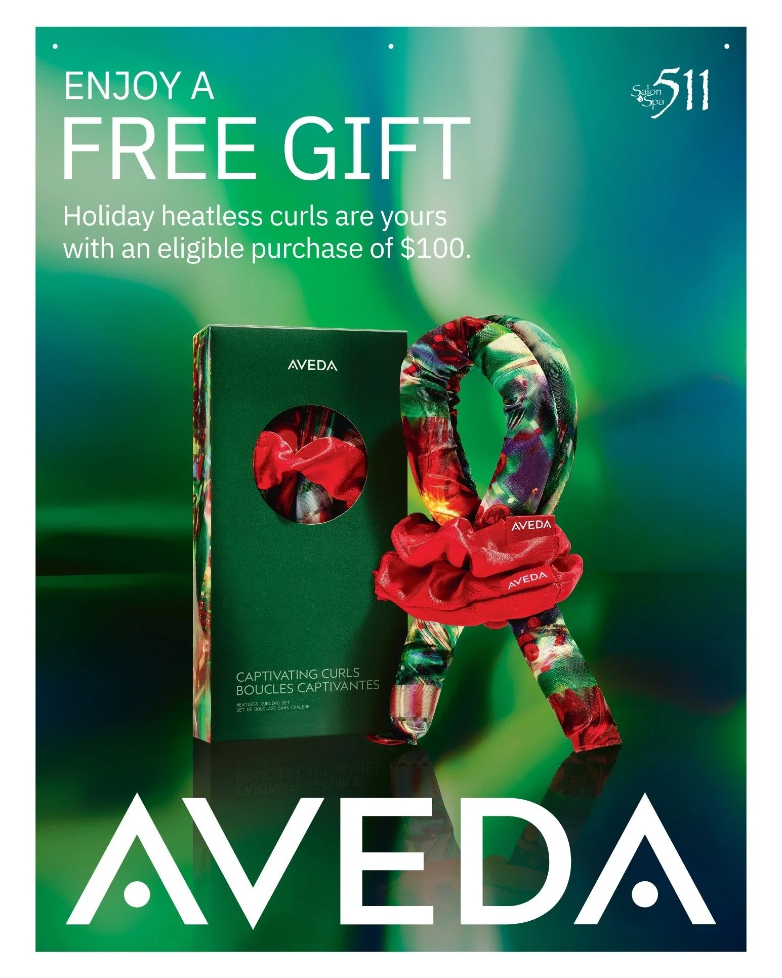 Holiday goodies?! Yes please! 🎁

Spend $100 on Aveda and receive a complimentary Heatless Curls Gift Set, the perfect no-heat styling for the holidays!! 

*while supplies last

#avedaholiday #giftwithpurchase #heatlesscurls #holidayhair #holidayshop