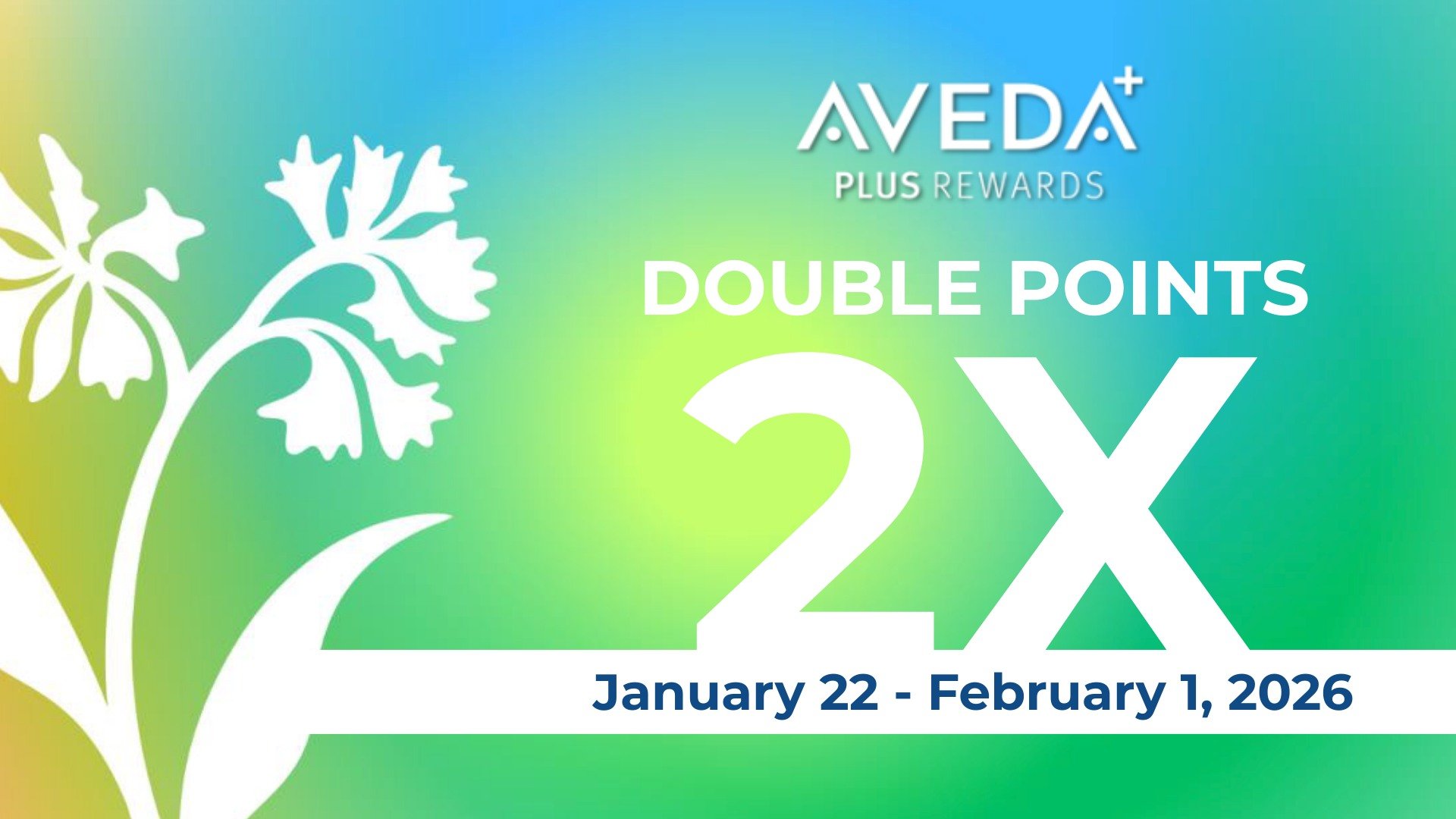 Calling all Aveda Plus Rewards Members.....DOUBLE POINTS happening now!!!

January 22 through February 1!!

#salonandspa511 #avedasalonandspa #doublepoints