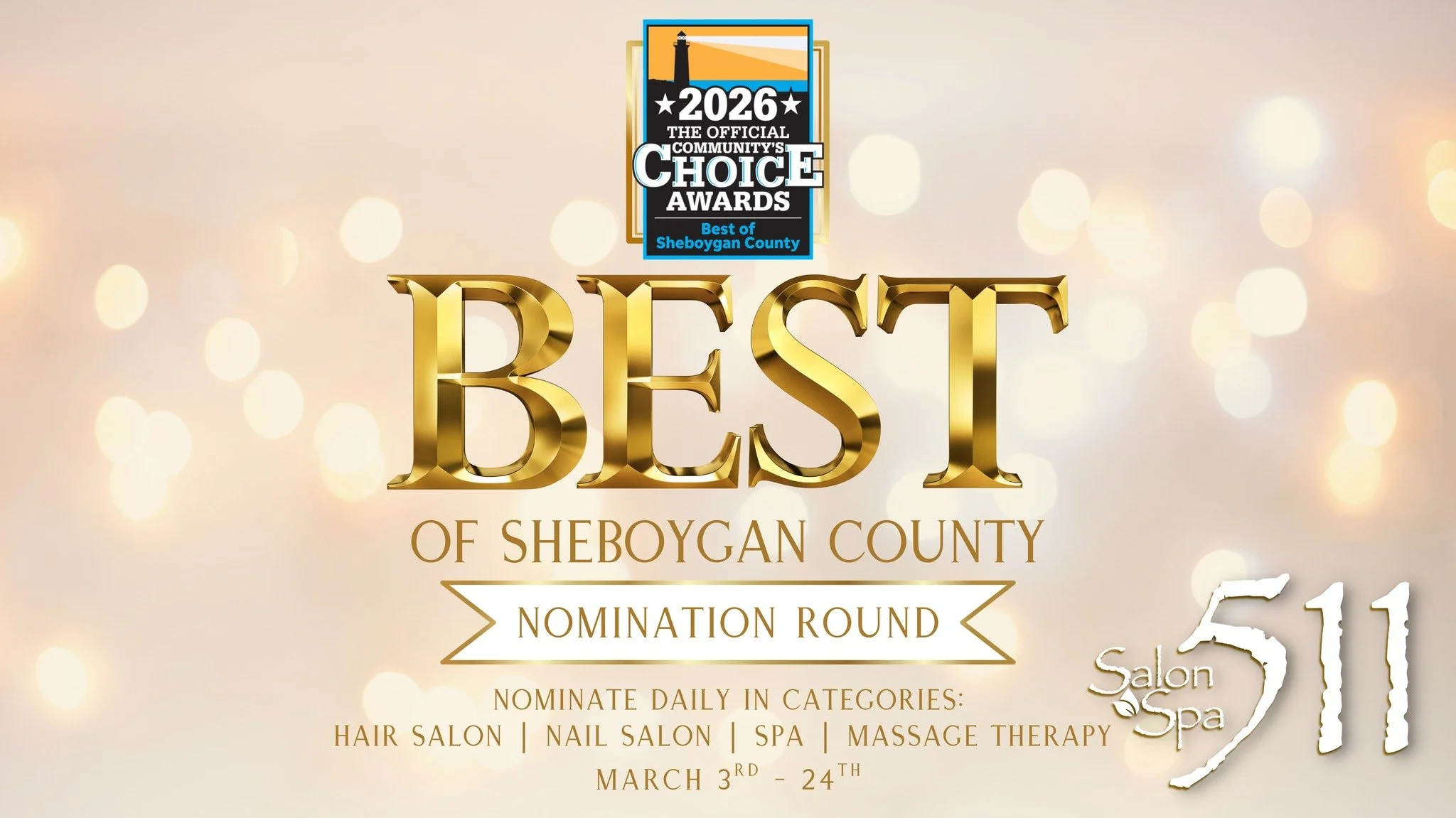 It&rsquo;s that time of year&hellip;.Nominations for Sheboygan County Community&rsquo;s Choice Awards! ✨

If you feel we are among the Best of the Best we would appreciate your nomination for best: Hair Salon, Nail Salon, Spa, Massage Therapy!!

You 