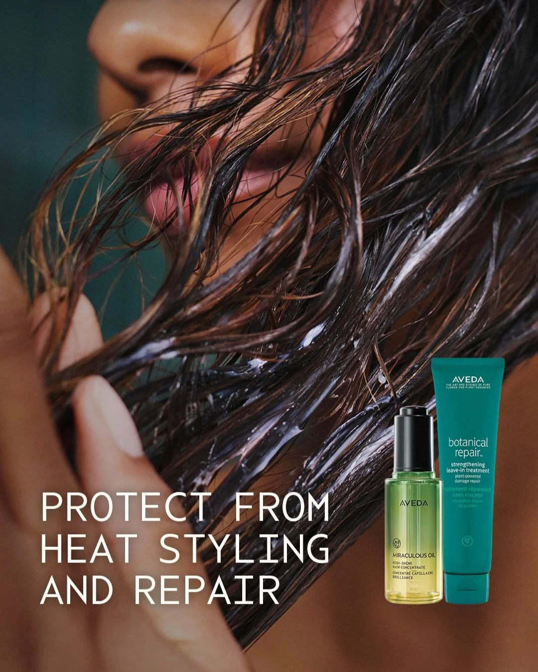 Why choose when you can have both? 
Start with Botanical Repair Leave-In Treatment to repair and protect. 
Finish with Miraculous Oil for soft, luminous shine. 
A pairing that never disappoints ✨

 #AvedaSalons #AvedaColorCares