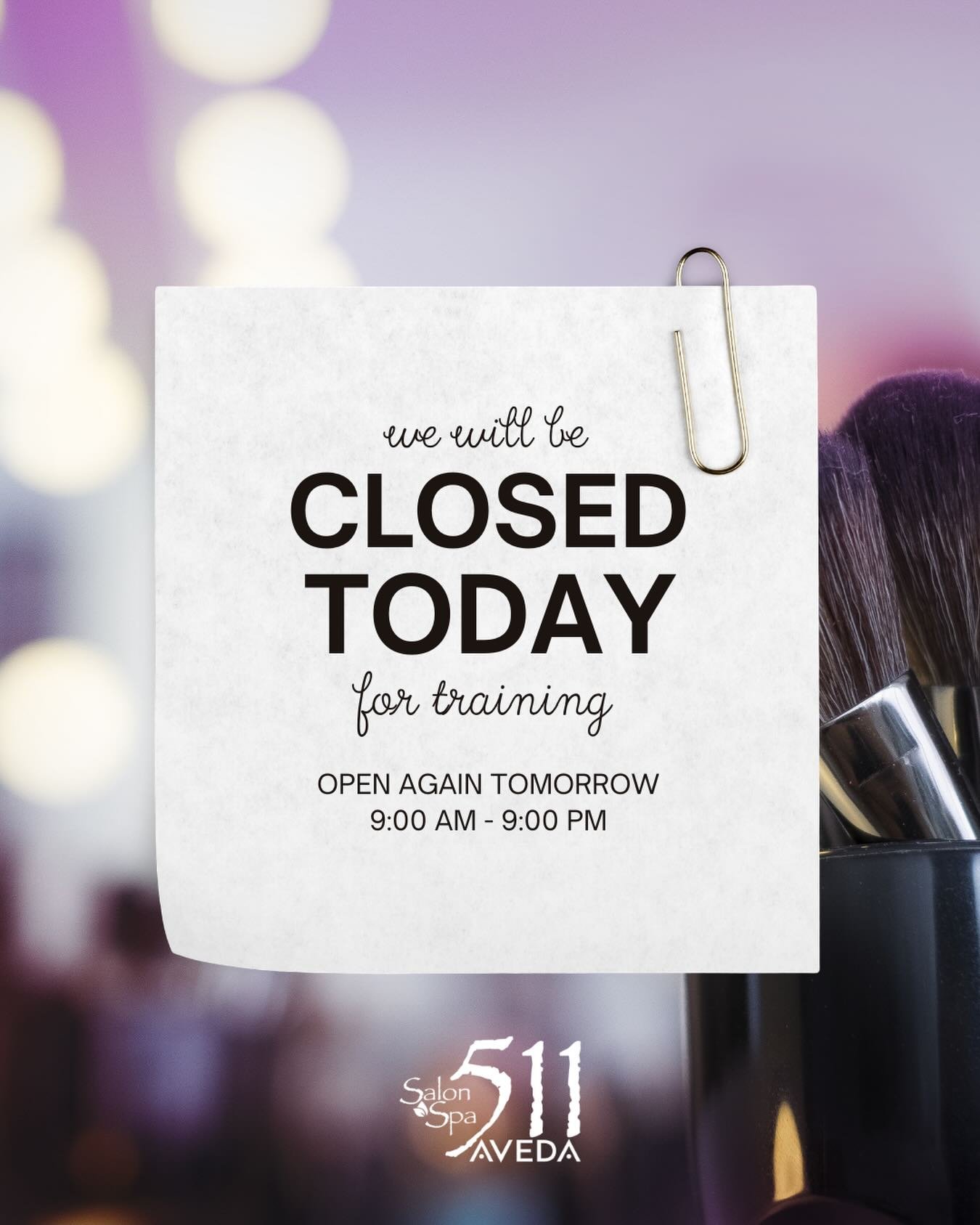 We are closed today for training! Please send an email or leave a voicemail and we will get back to you tomorrow! 

#salonandspa511 #avedasalonandspa #avedatraining