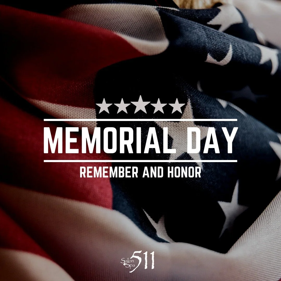 Remember and honor! 🇺🇸

We are closed today in observance of Memorial Day. Normal hours resume tomorrow, May 27th. 

#salonandspa511  #memorialday #rememberandhonor