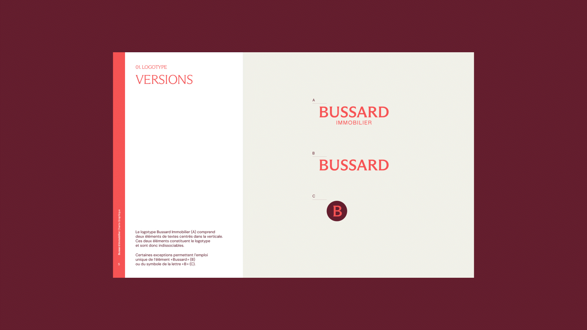 Charte graphique de la nouvelle identité visuelle de Bussard Immobilier réalisée par Paradoxe Studio