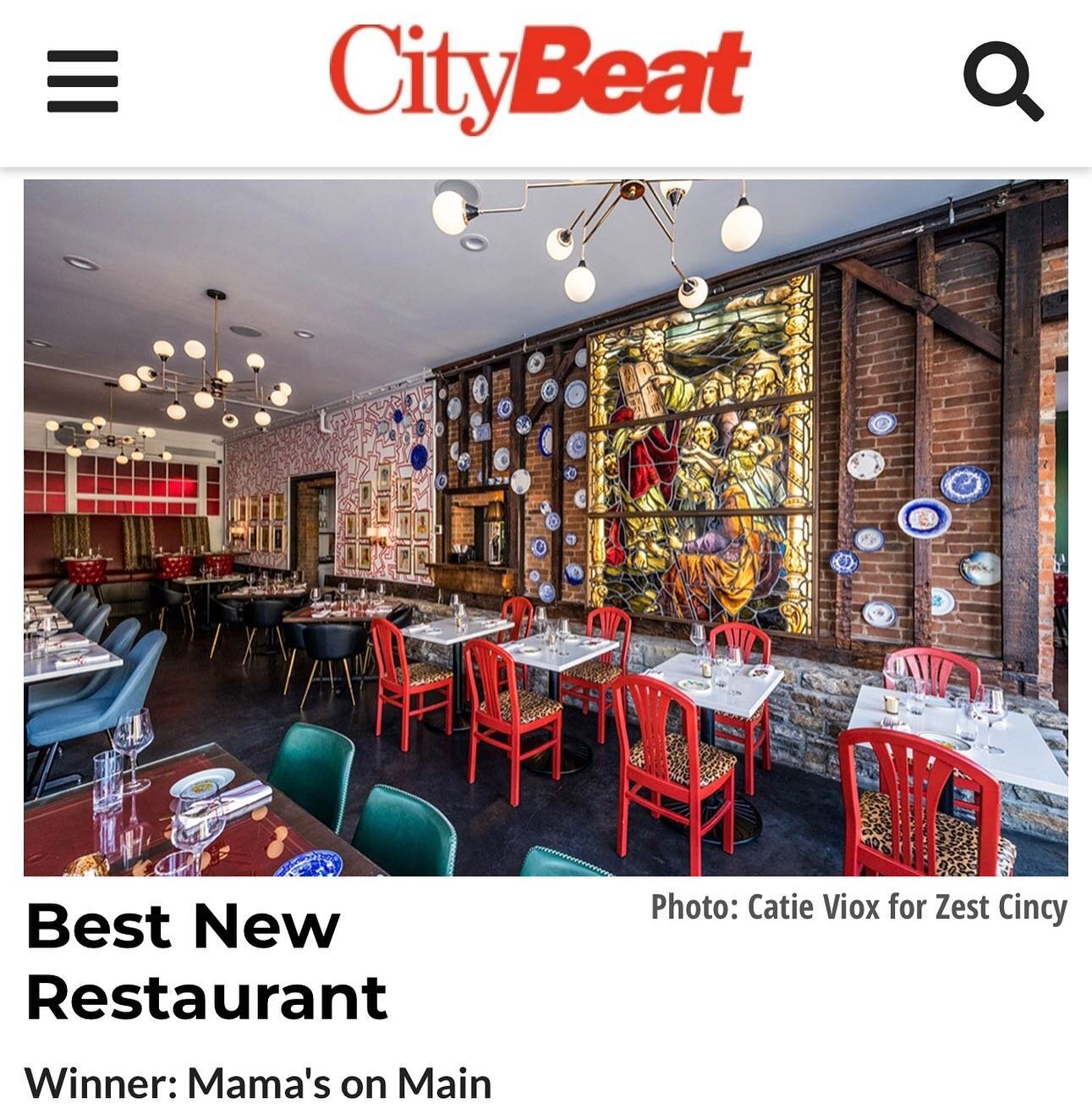 Best New Restaurant! We are thrilled&hellip;thank you @citybeatcincy !