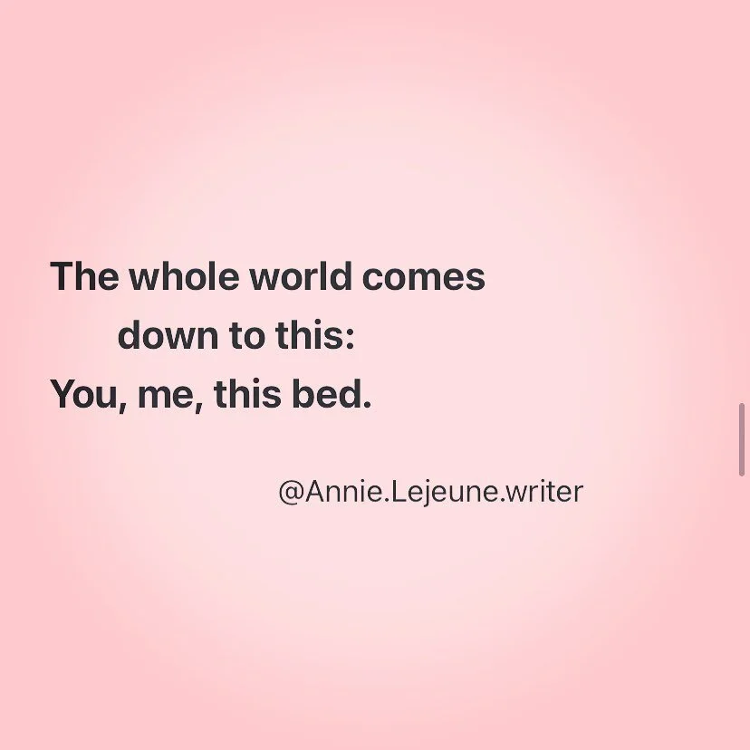 🛏 

Image text:

The whole world comes 
  down to this:
You, me, this bed.

#eroticromance #eroticpoetry #erotico #eroticaromance #sensuality #sensualseduction #sensualpoetry #sensualfiction #sensuality #sensualseduction #polyamorous #polyamory #pol