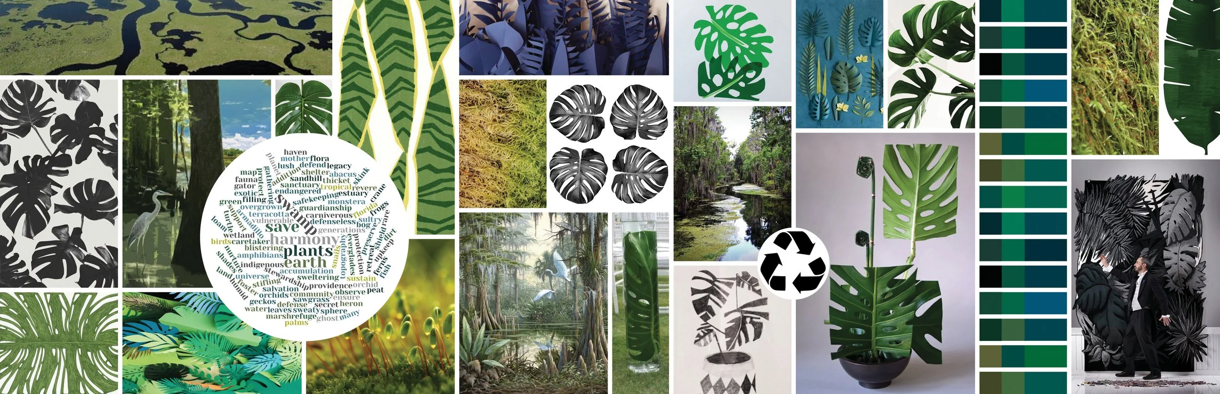 Moodboard with wordcloud to flesh out the feel of the brand and inform the logo