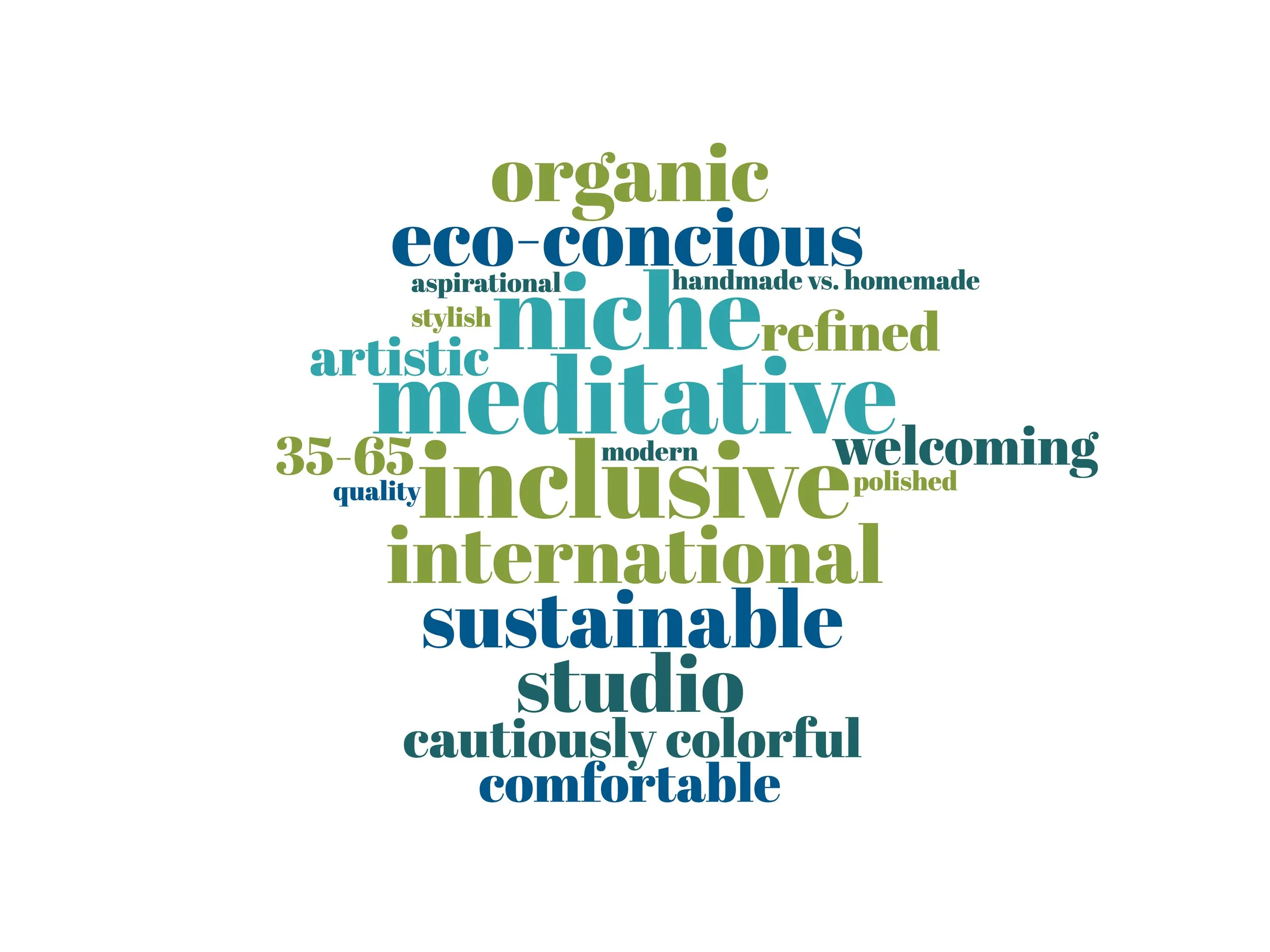 A word cloud guided the overall look and feel of C&T's logo and color palette, with key terms like inclusive, welcoming, and aspirational.