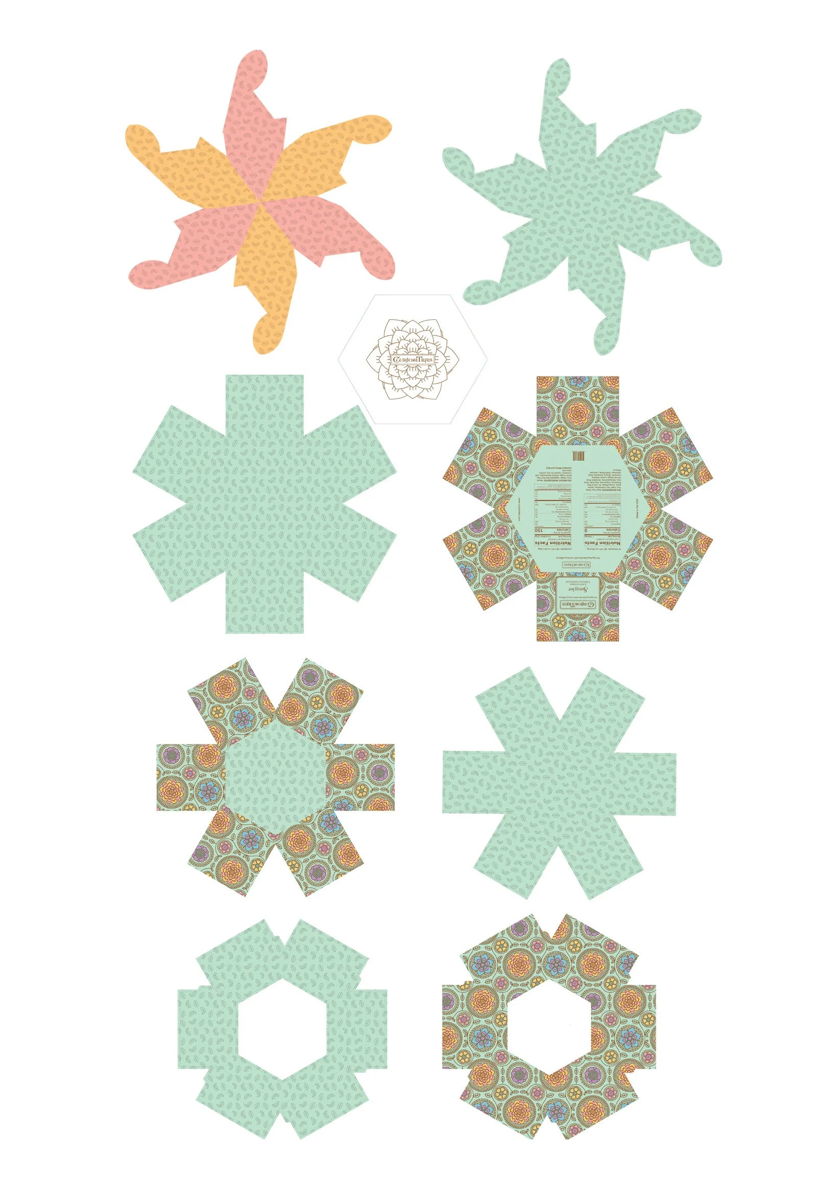 Diecuts for tea box parts