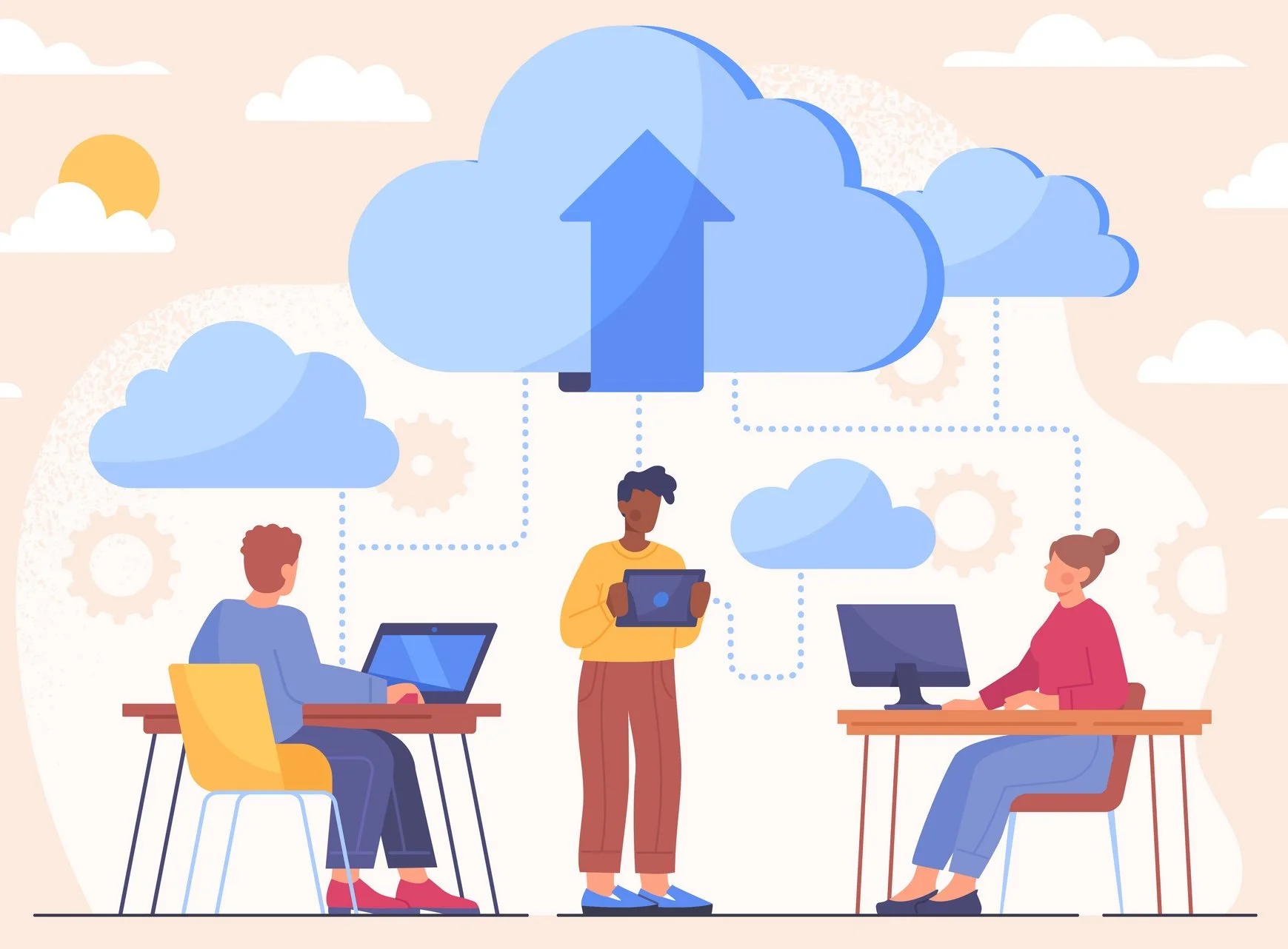 Image showing engineers interacting with cloud infrastructure.