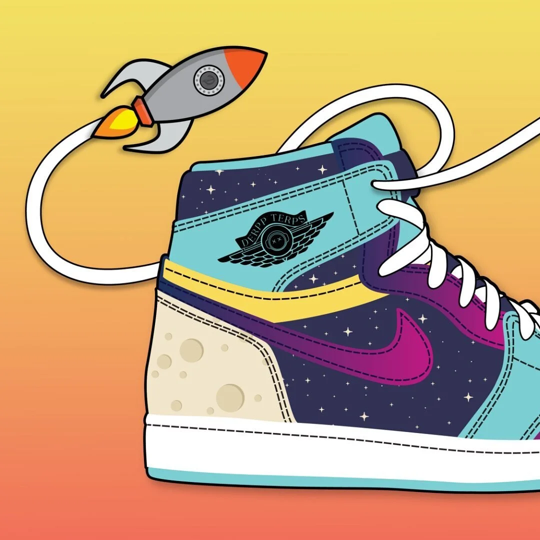 Vector illustration and layout design. Also sized in a vertical layout.

@derppterps 

 #graphics #graphicdesign #digitalart #illustration #cartoon #adobe #design  #artistsoninstagram #adobeillustrator #nike #airjordan #jordan #derpp #terps #cookies 