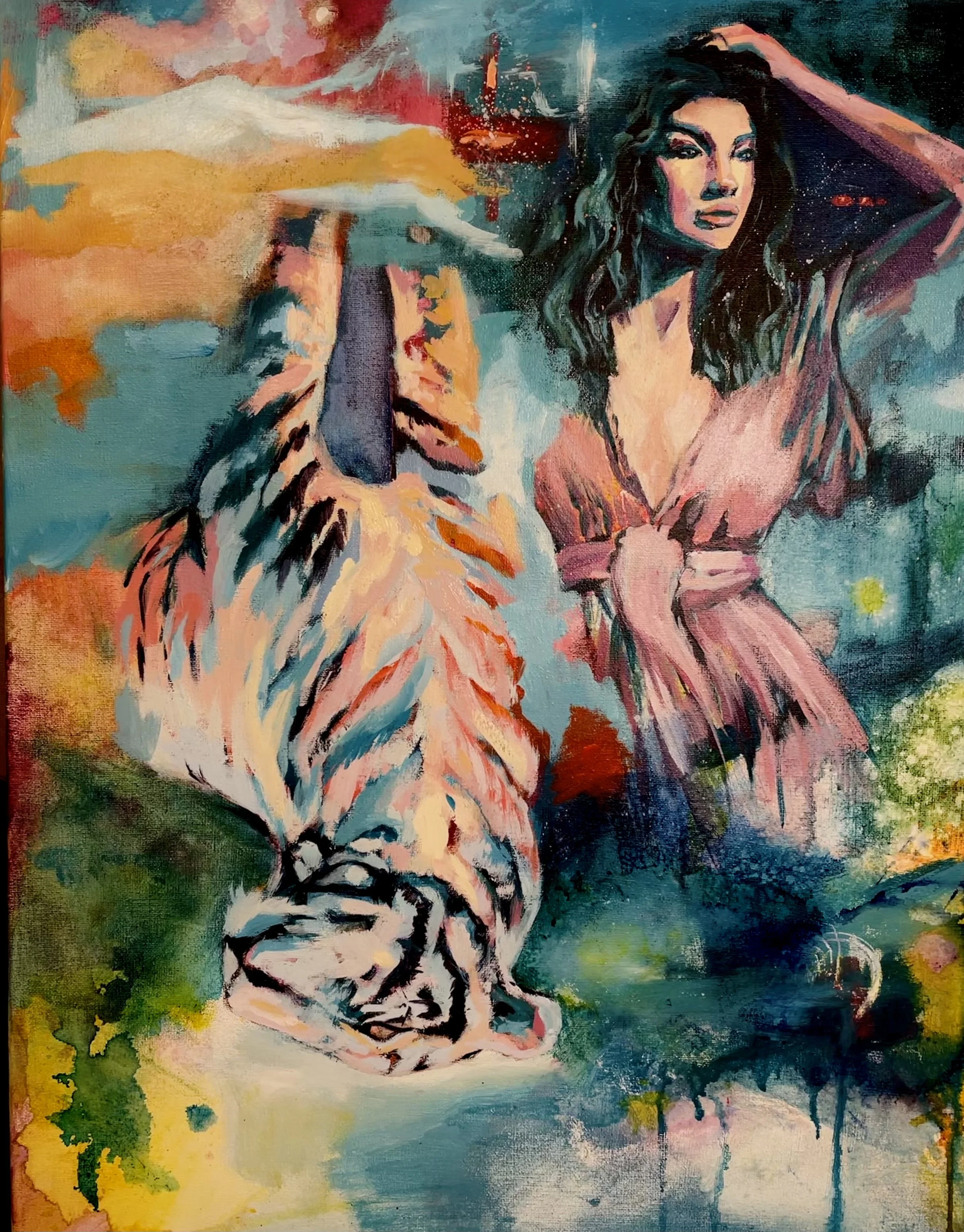 Patience and Courage (ink and oil paint on canvas, 2023)