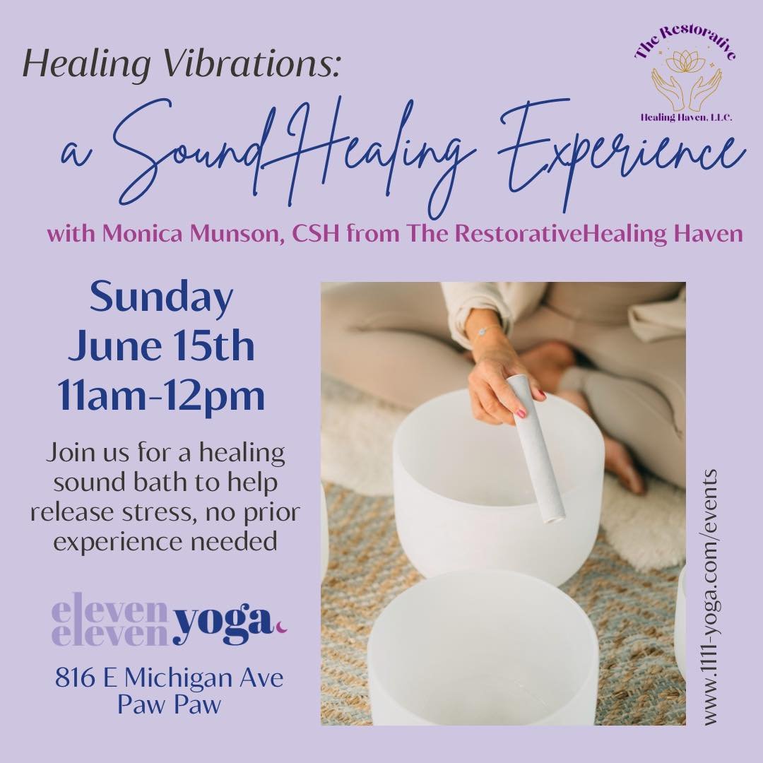 Sunday, June 15th 10-11am
Join Monica from Restorative Healing Haven for a soothing, no movement, sound healing session where we will let the magic of sound wash over us. Using crystal singing bowls we will create a space to unwind, release stress, a