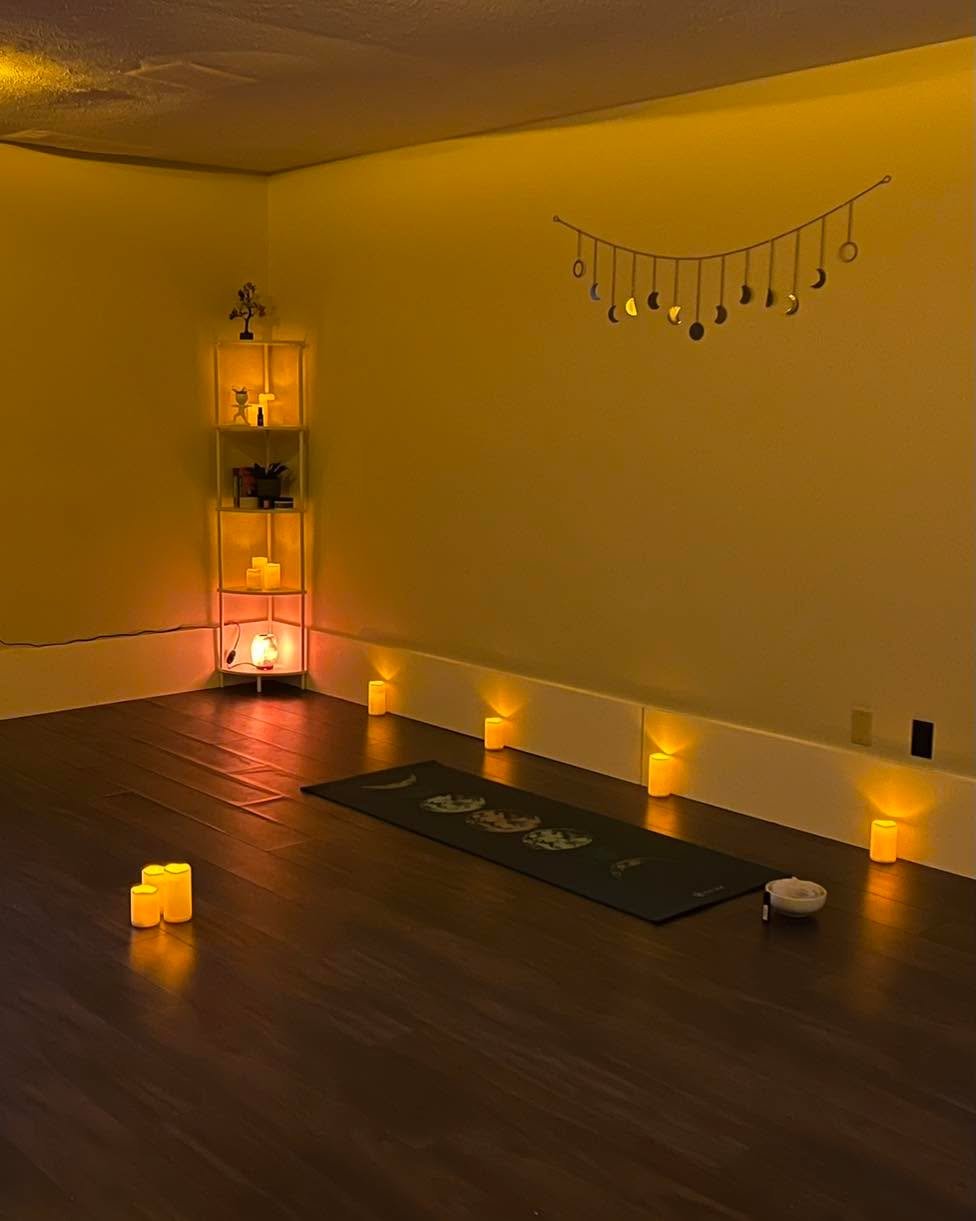 We offer candlelight restorative yoga (before bedtime stretches) every Wednesday evening 6:45-7:45pm. Slow and gentle, restful poses and relaxing breath. We use cushions and blankets to get nice and cozy. And enjoy aromatherapy essential oils (always