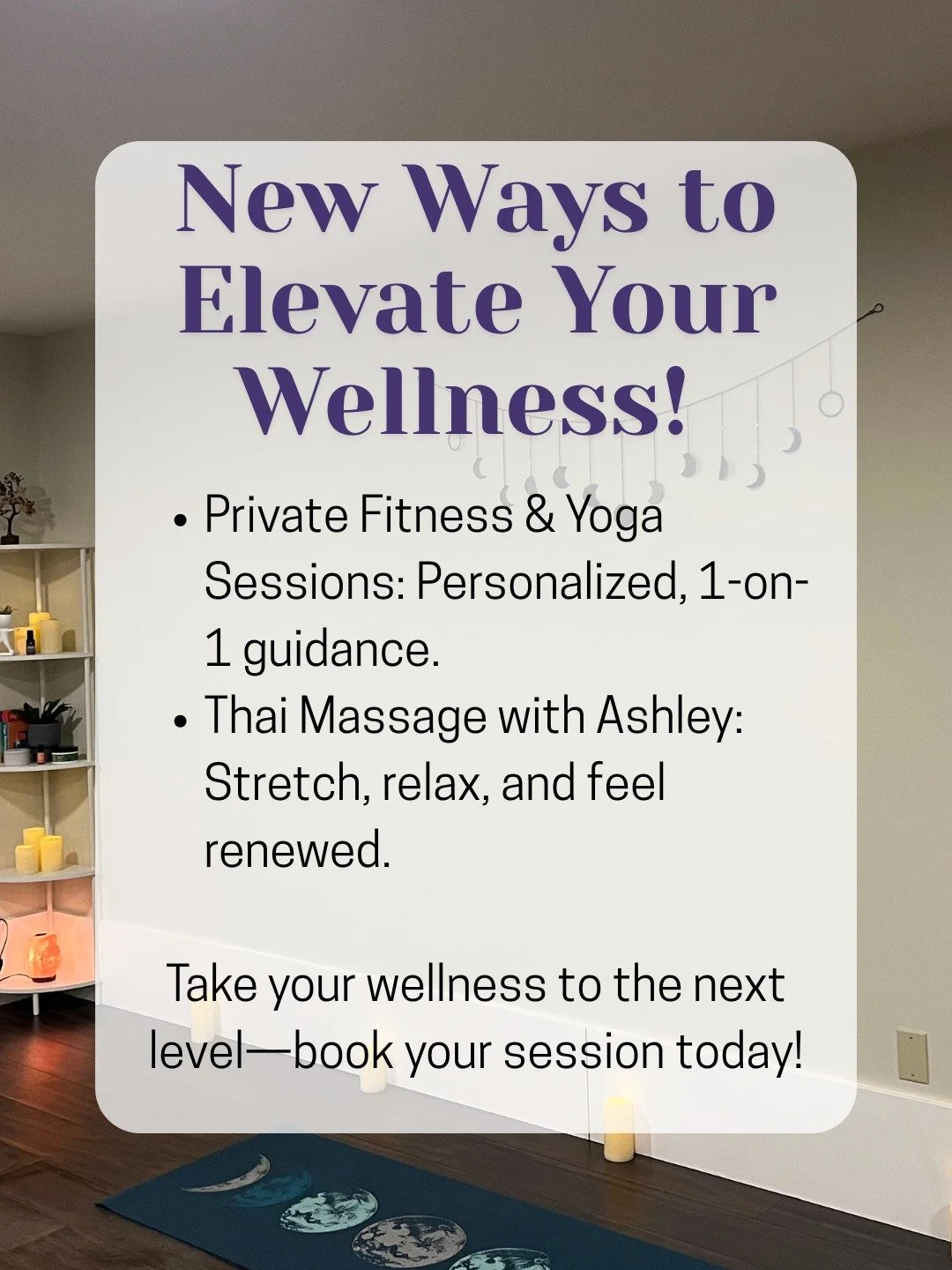 New Ways to Elevate Your Wellness at Eleven Eleven!

-Private Fitness &amp; Yoga Sessions: Personalized, one-on-one guidance.
More info or book: 1111-yoga.com/privatesessions

-Thai Massage with Ashley: Stretch, relax, and feel renewed.
More info or 
