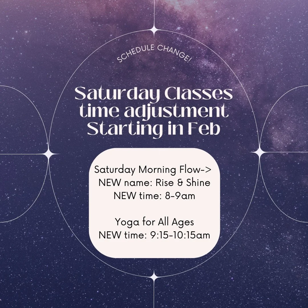 Shifting some class times for Saturdays! New class times start Saturday February 7th.
Also Saturday Morning Flow is changing names to Rise &amp; Shine

Hope to see you there ☺️
Sign up at 1111-yoga.punchpass.com