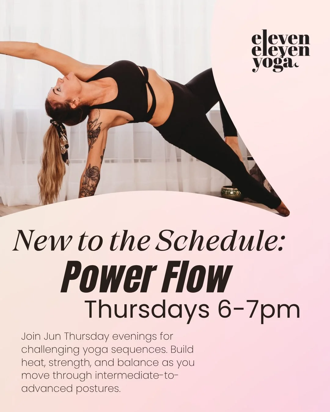 NEW TO THE SCHEDULE: Power Flow Thursdays 6-7pm

Starting Thursday September 10th challenge yourself with Power Flow yoga with Jun! Every Thursday 6-7pm, this one is for yogis with an established practise. If you are looking to build some heat, impro