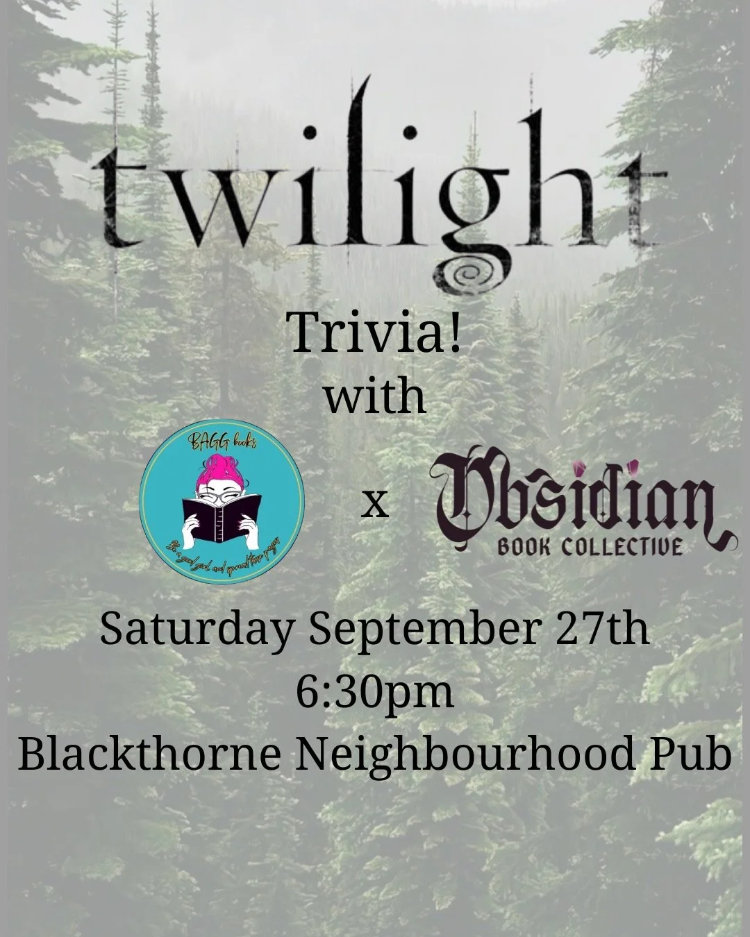 Twilight trivia w/bagg books & Obsidian book collective