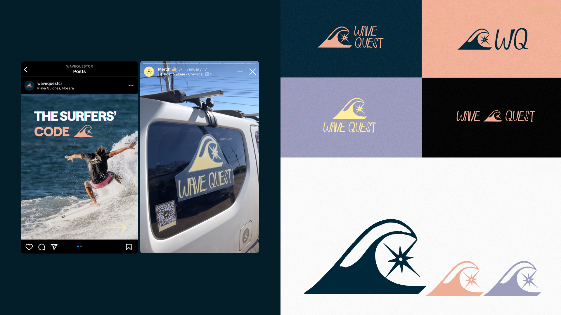 Wave Quest Costa Rica, logo design and illustration