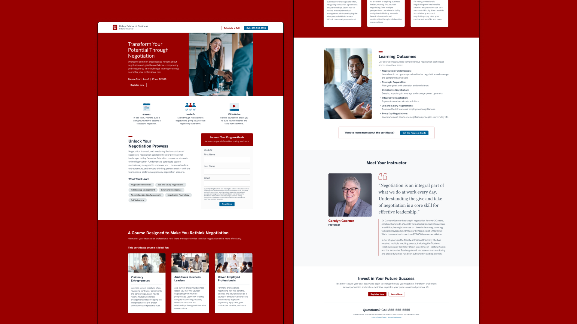 Education: University of Indiana, program landing page