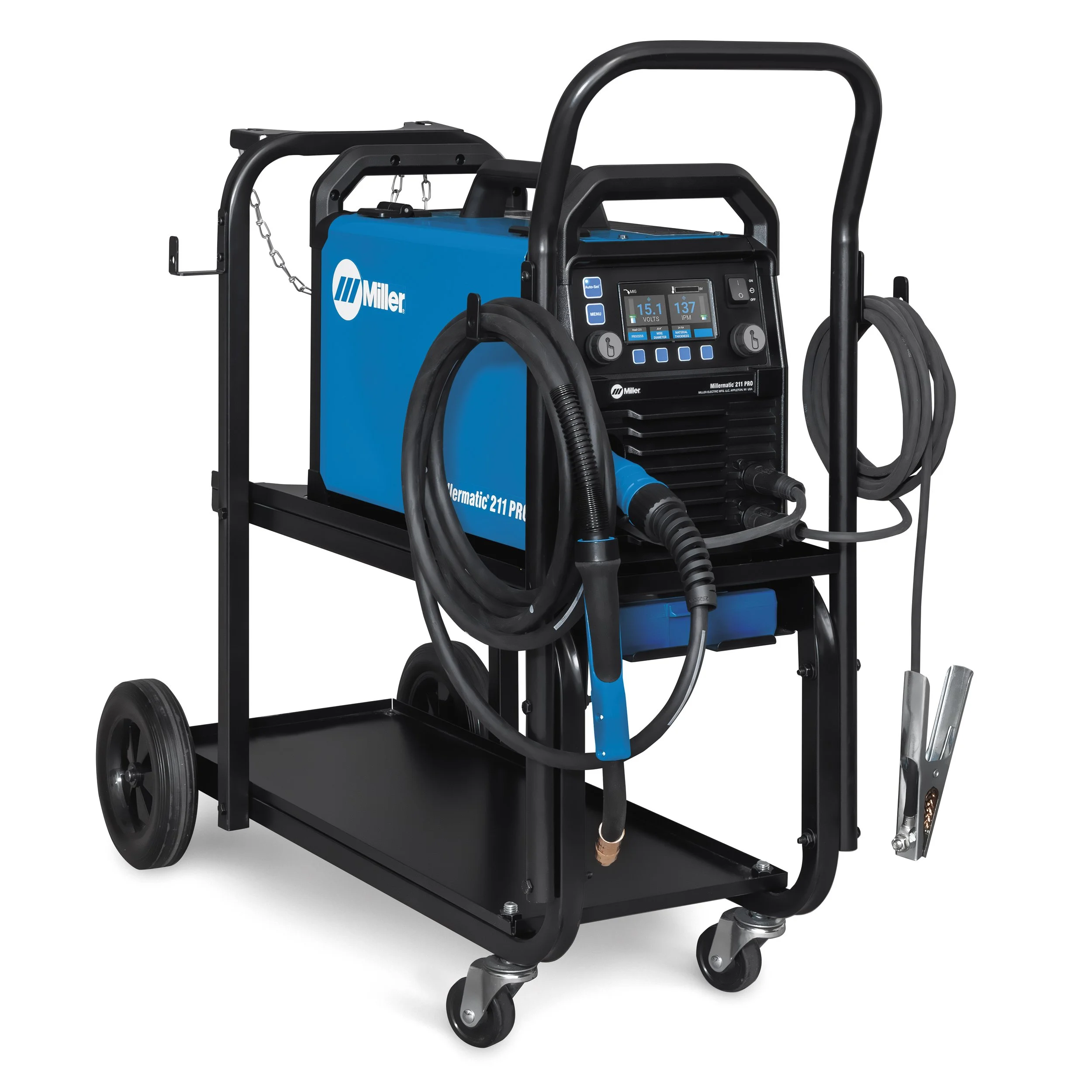 Millermatic 211 PRO on Cart with Gun Lit Auto-Set Mode.jpg