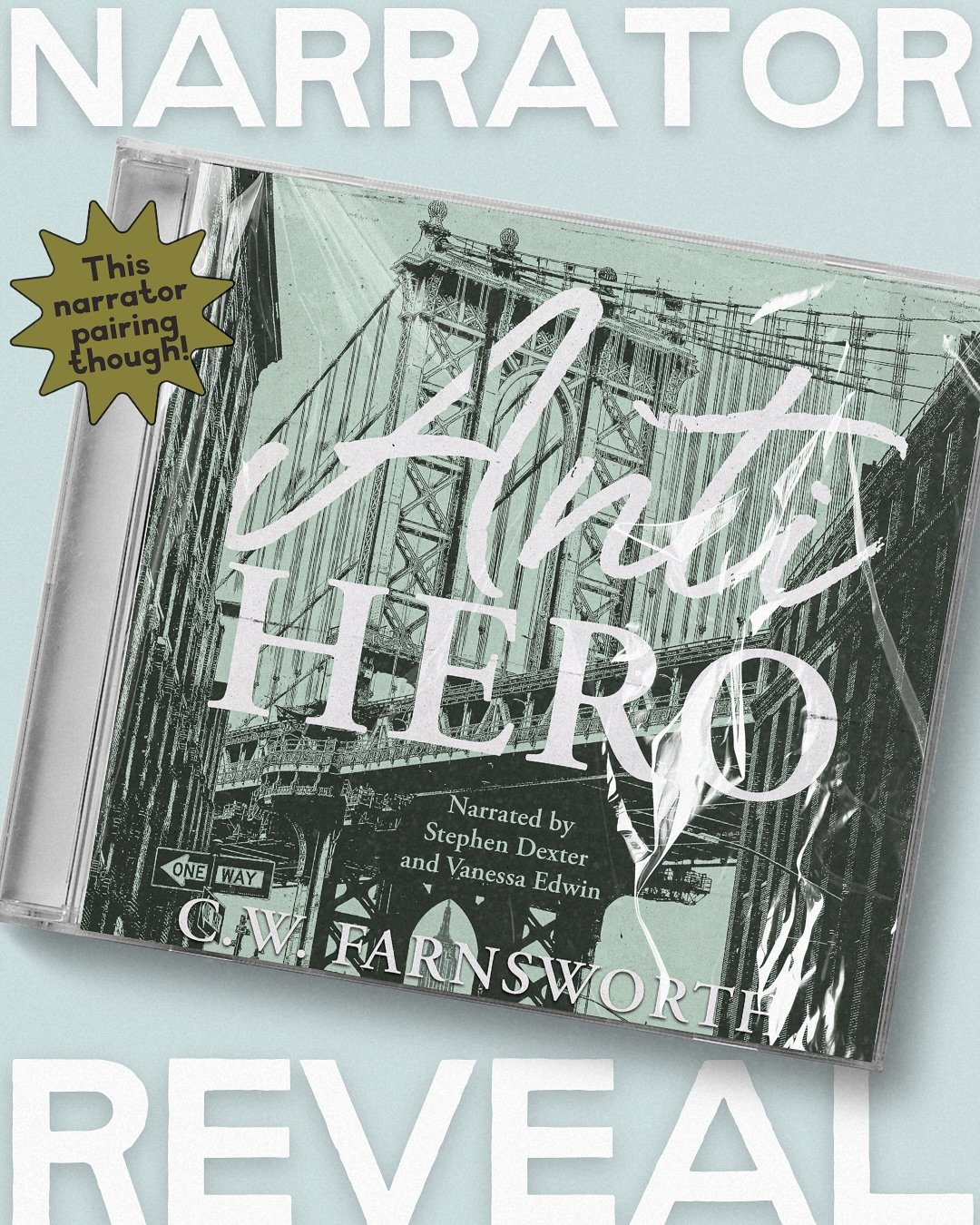 ANTI-HERO by @authorcwfarnsworth is coming soon but we couldn&rsquo;t resist sharing the exciting news of who&rsquo;s narrating! Vanessa Edwin and @peanutbutterandketchup are in the booth recording now and we can&rsquo;t wait for you to hear their pe