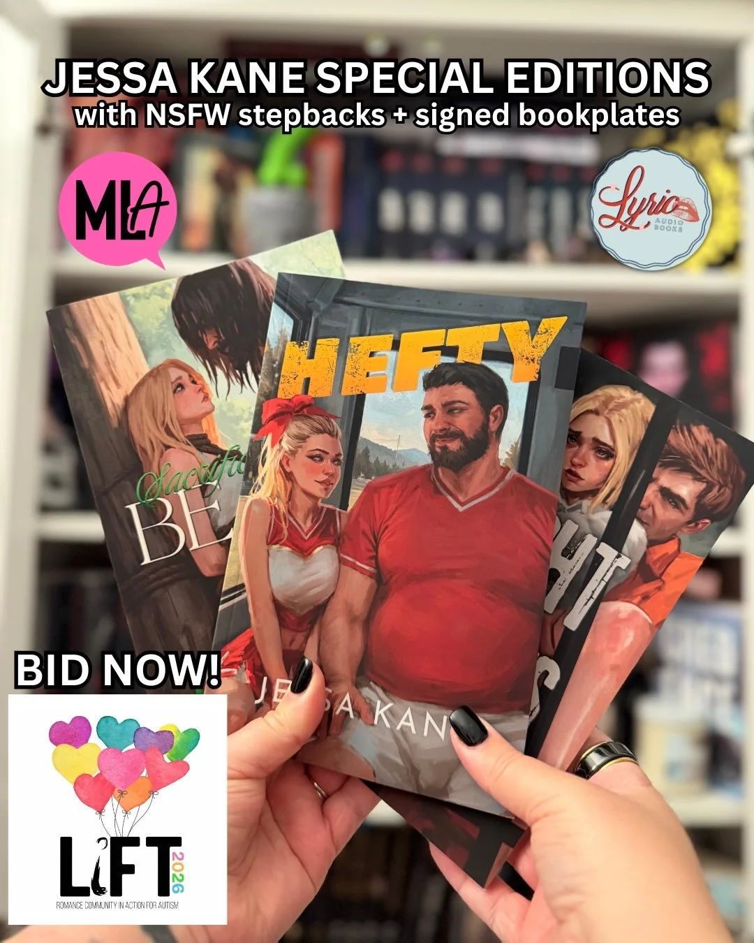 🎈 The LiFT 4 Autism Auction is open for bidding (until Sunday May 3rd) and boy oh boy do we have a fun auction item for you! If you&rsquo;ve been hoping to get your hands on our @jessakaneauthor special edition paperbacks with nsfw stepbacks, now is