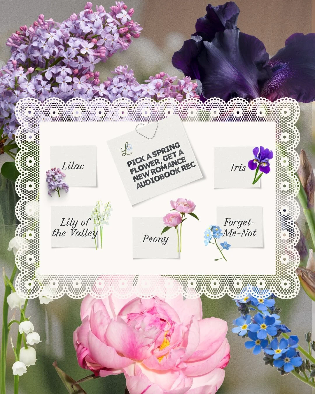 New spring releases - romance audiobooks galore! Choose a flower, get an audiobook rec 💐

🎧🌷 Crosby by @sawyerbennett123 
Performed by @striblingamanda &amp; @aaronshedlock 

🎧🌷 A Sanctuary for Sin by @madisonlawson 
Performed in duet by @akaluc