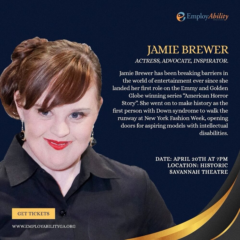 We are honored to host @itsmemsjamiebrewer in our celebrity guest panel for EmployAbility Presents: Celebrating Stratton Leopold at  @thesavannahtheatre on Thursday, April 20th! Get your ticket or find more info at EmployAbilityga.org/Celebrating-Str