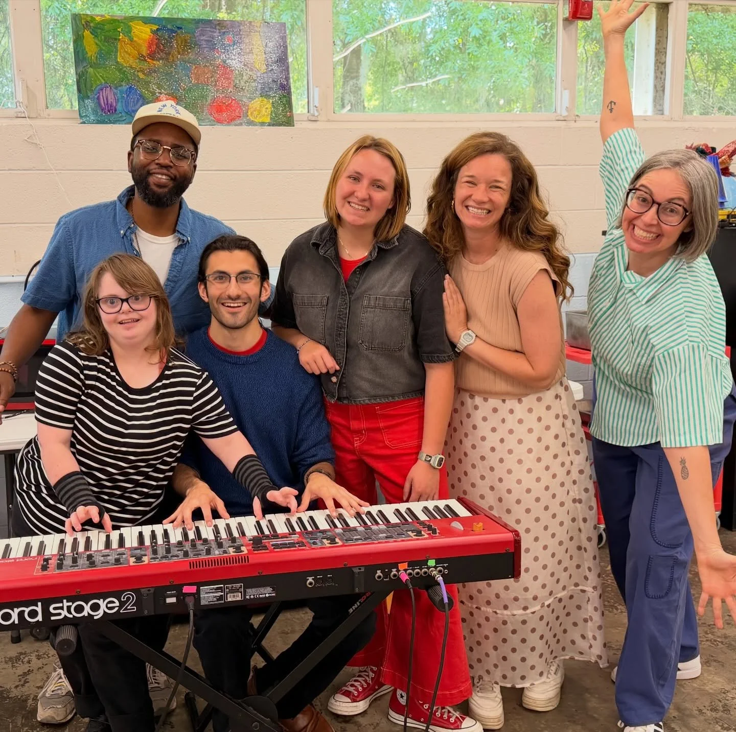 We had So Much Fun with @frontporchimprov today!!!! Huge thanks to the group for showing up and showing out.  We loved laughing with you in the Enrichment Center. 🙌
They even picked up a new team member.