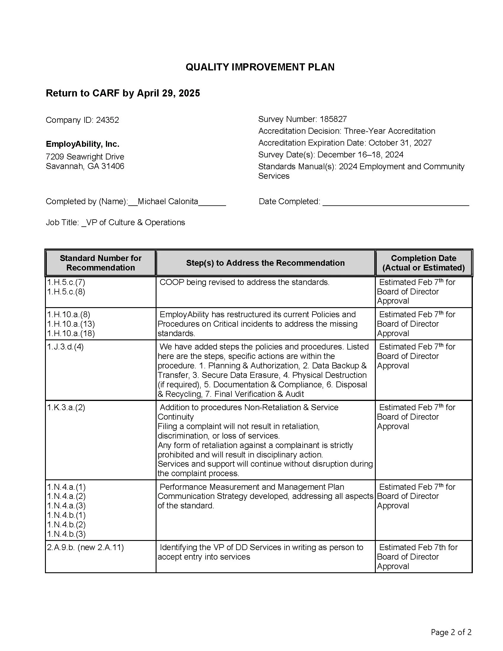 Quality Improvement Plan Form | Enhance Service Quality — Get Involved ...