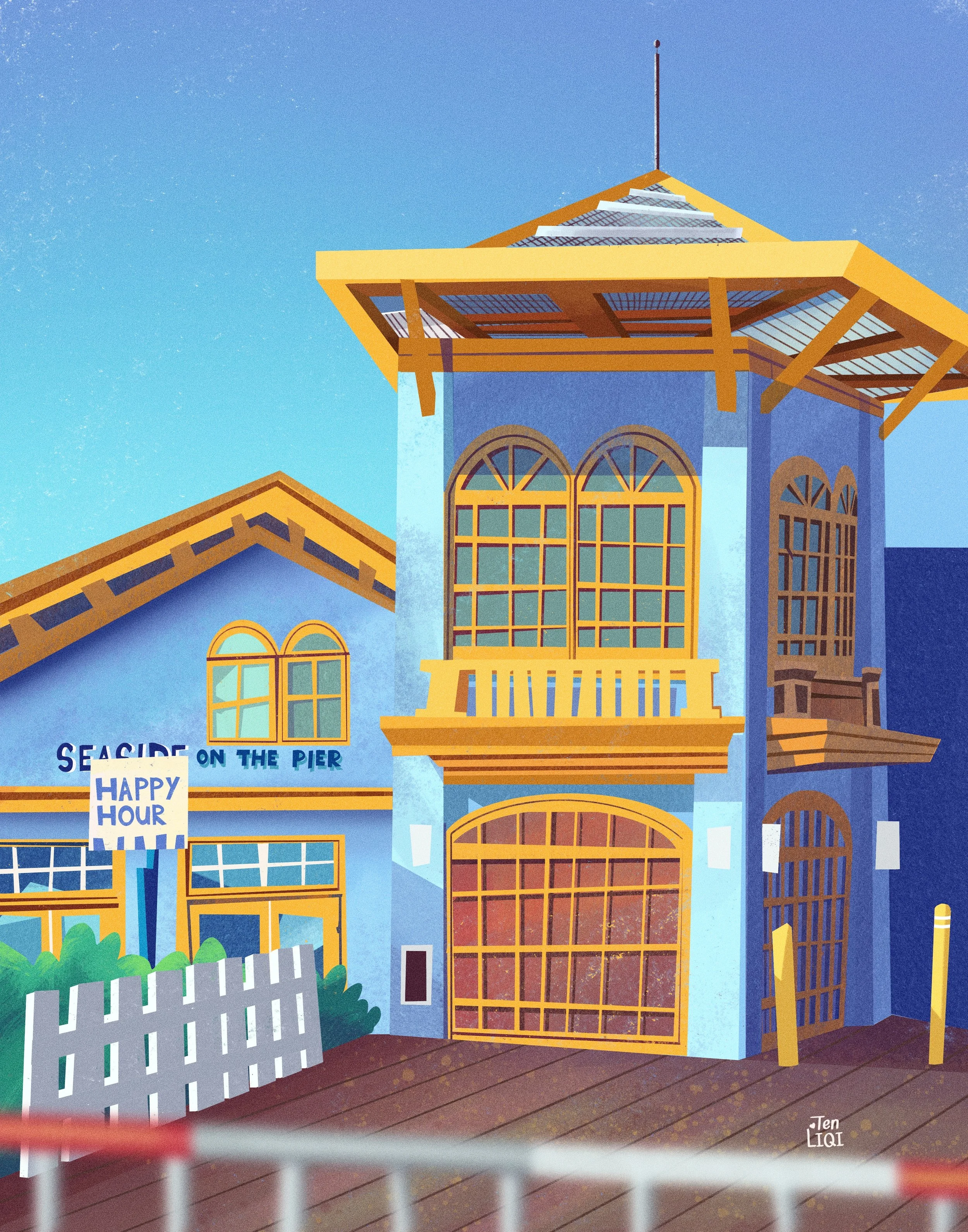 Cinematic Illustration Study 004 - Seaside Restaurant