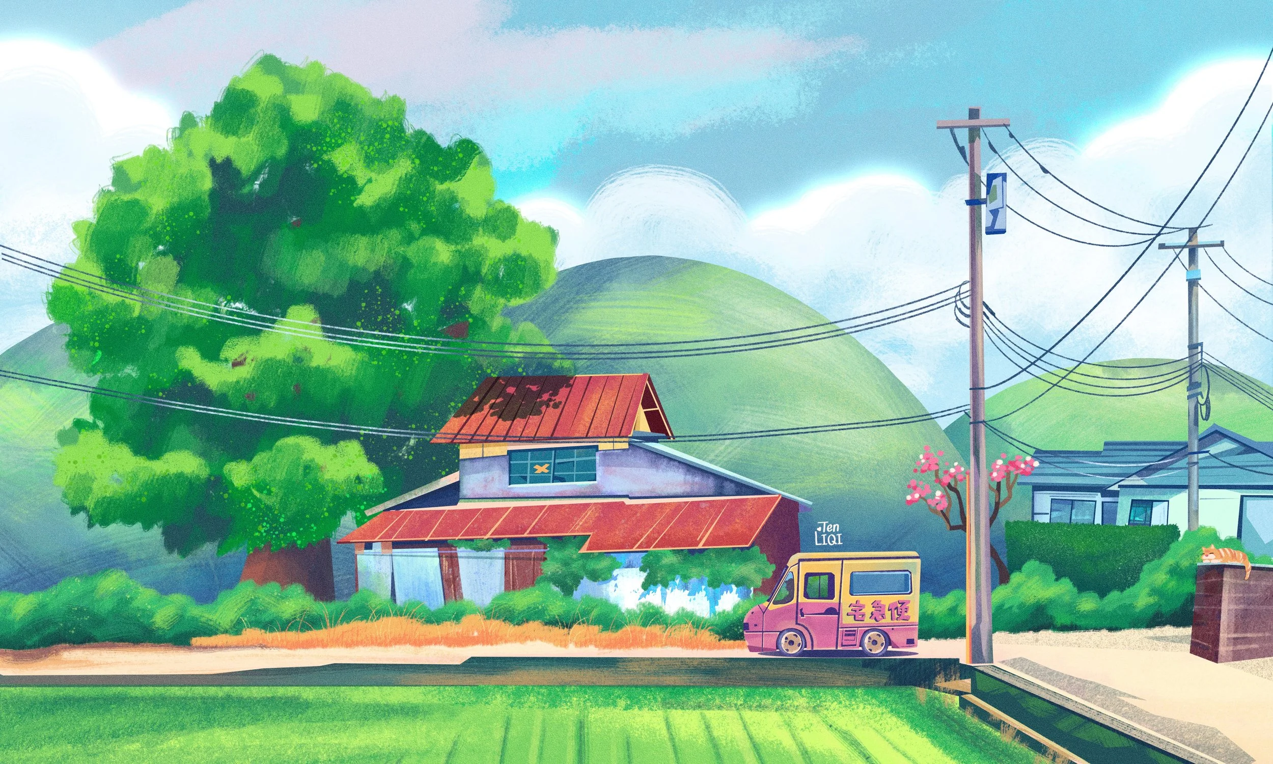 Cinematic Illustration Study 001 - Moving Library