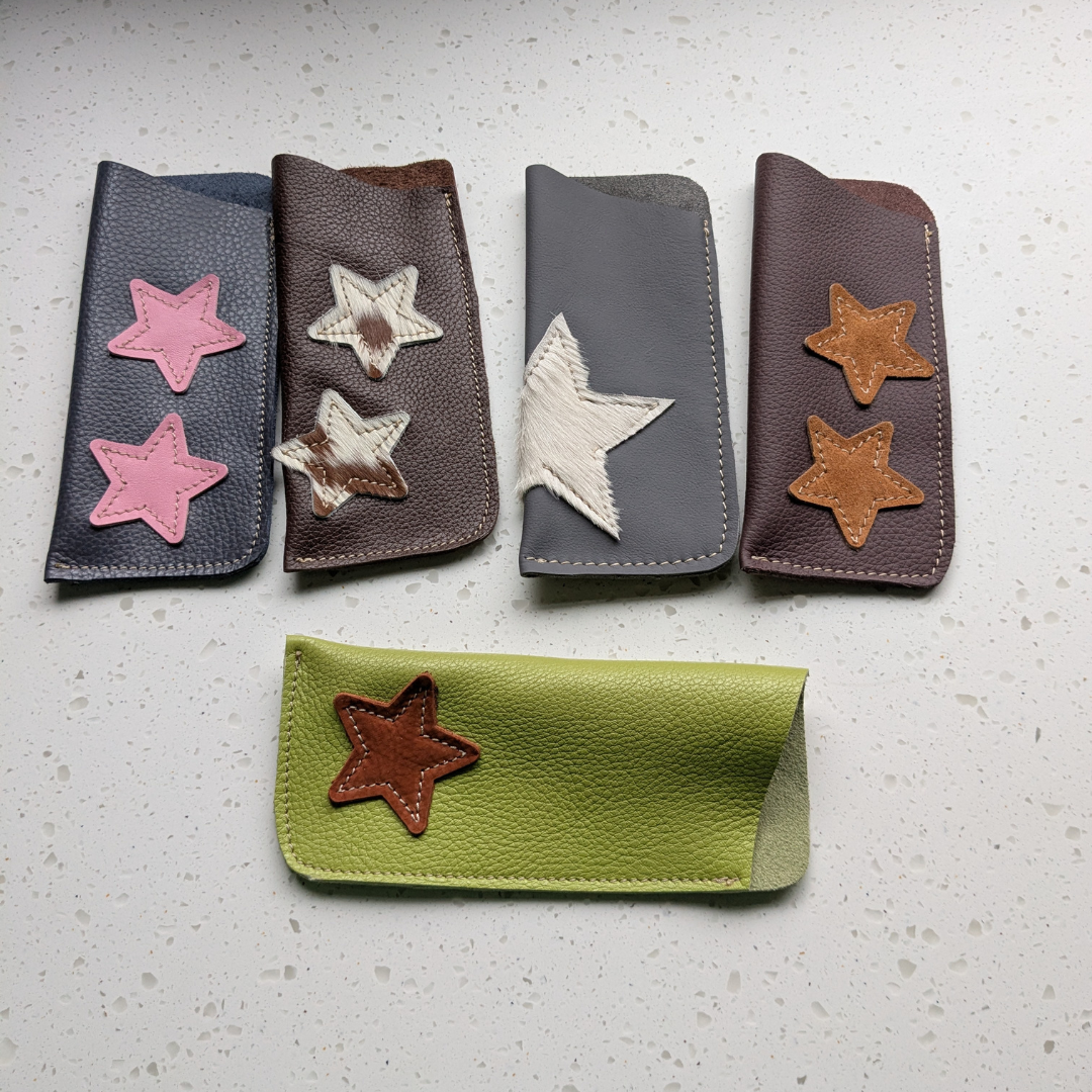 Leather glasses case - stars