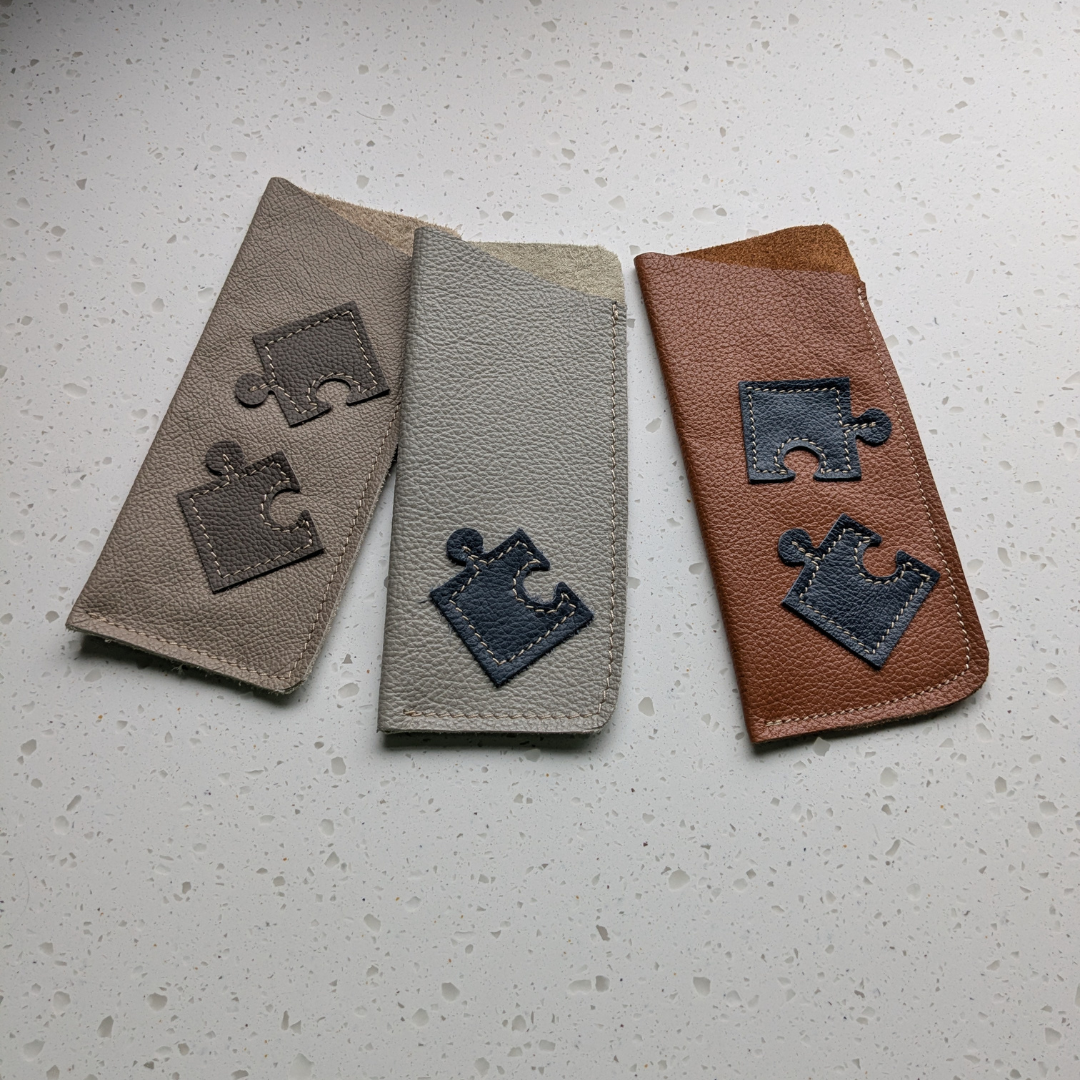 Leather glasses case - jigsaw