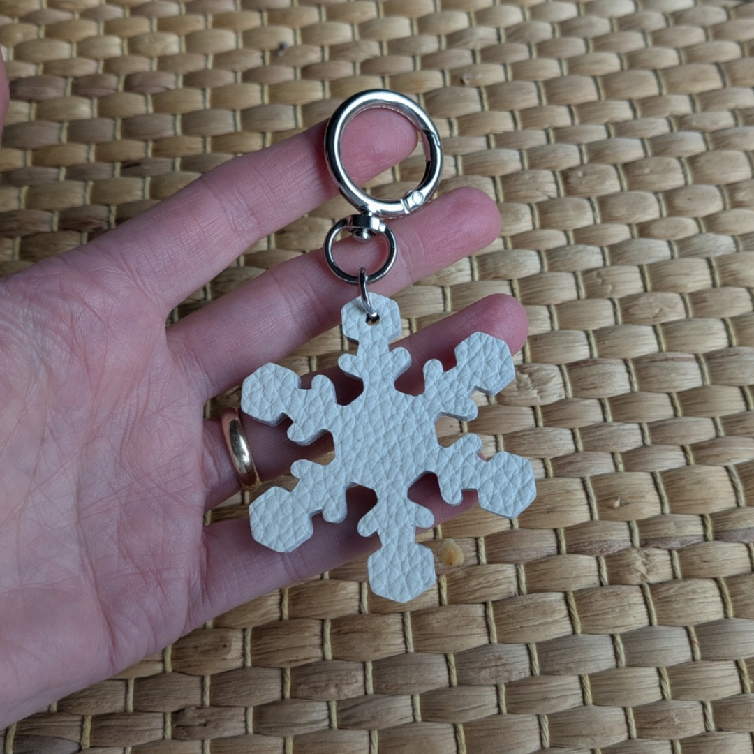 Snowflake leather bag charm