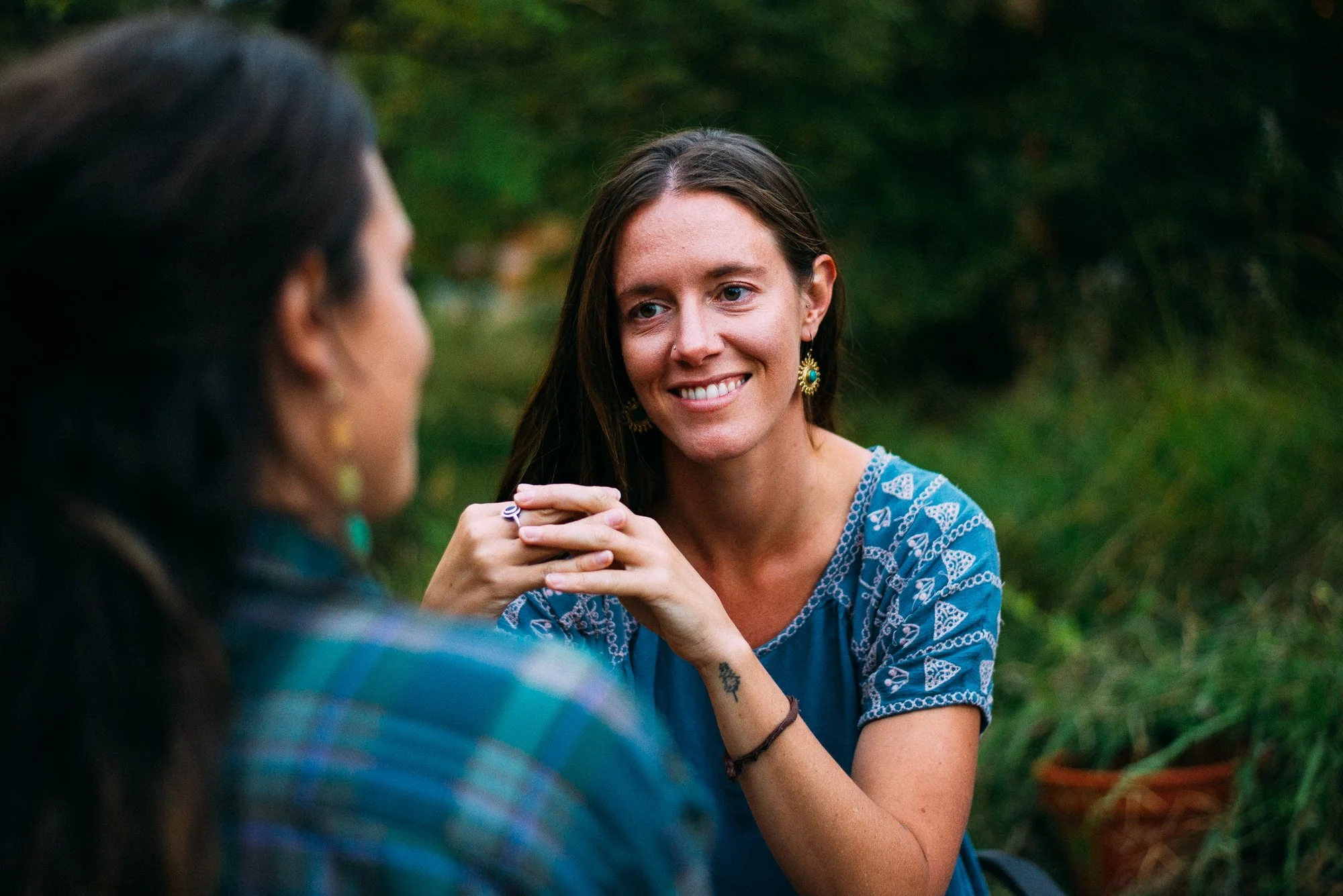 Emily Graf, certified doula, talking with a client in Boulder, Colorado