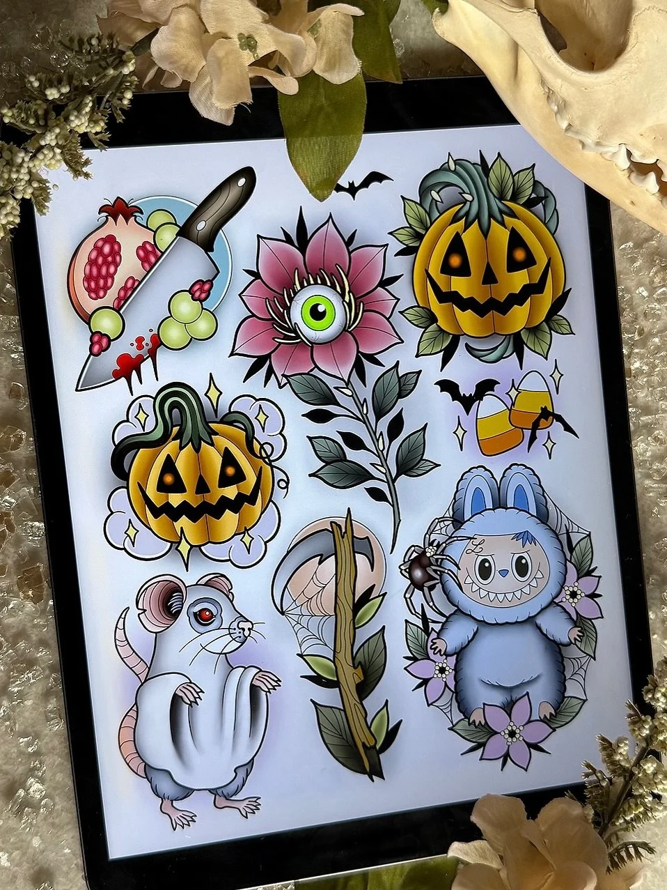 ๐ SPOOKY SEASON GIVEAWAY! ๐ป
I’m feeling extra thankful this spooky season! Your support means everything, so I’m giving away a few tattoos from this super fun Halloween Flash Sheet!
 
๐ถTO ENTER:
• Make sure you FOLLOW @kellyc_tat