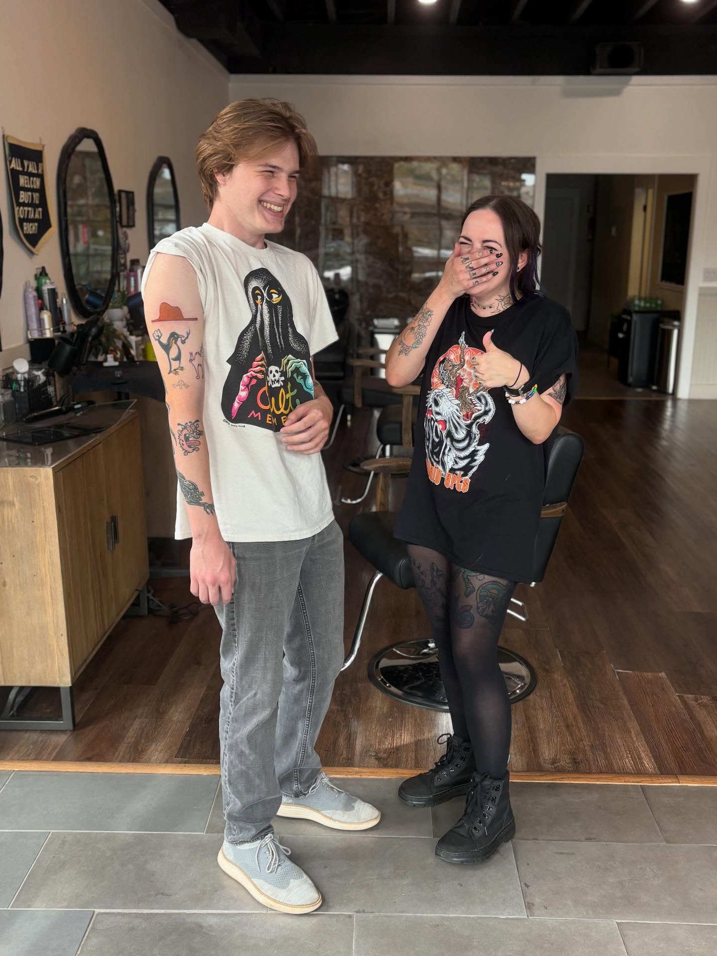 Scaredy cat + petit prince tattoo on a former student @theorin2000 ⭐️🌹 Le tatouage ne repr&eacute;sente pas un chapeau #ifykyk ive said it once I&rsquo;ll say it again&hellip;it&rsquo;s a DELIGHT tattooing my former French babes. Yall are the best, 