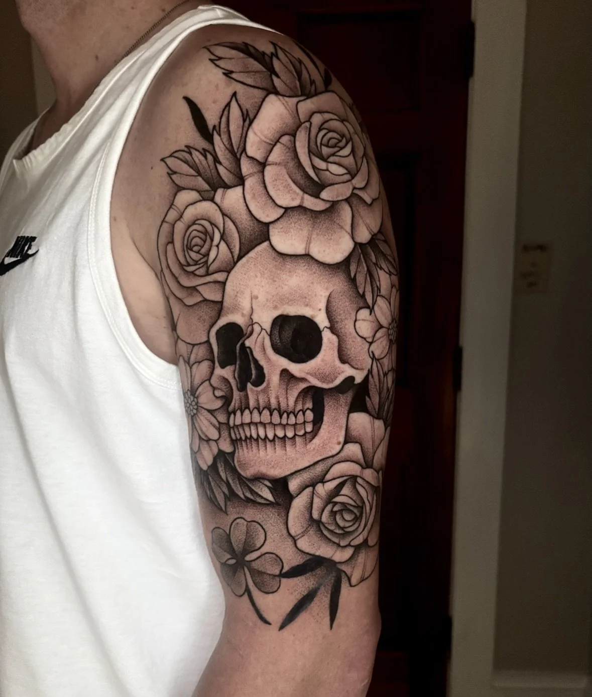 Got a big portion of Jesse&rsquo;s arm completed, more to come 🖤🌹
Done @9lives.tattoo