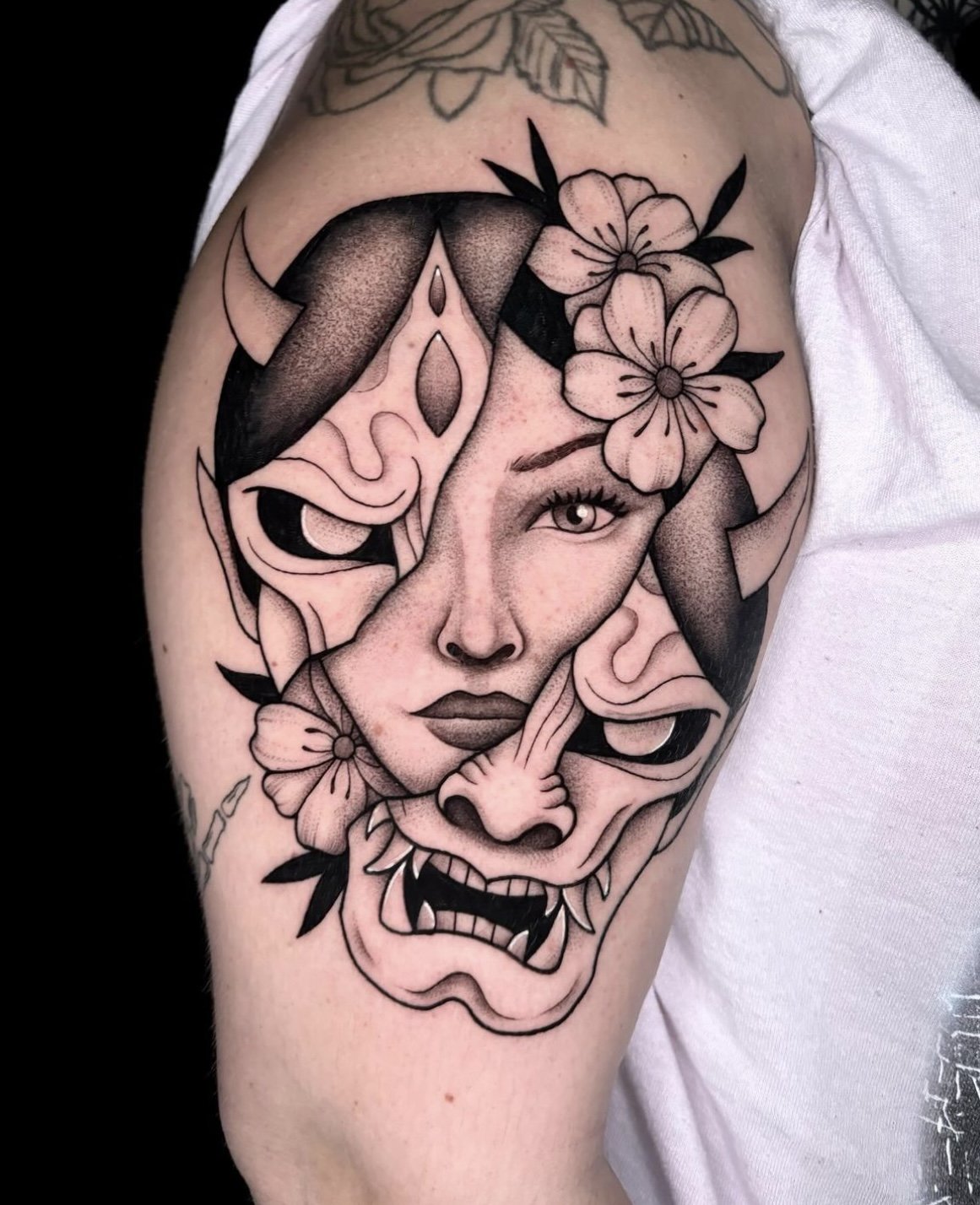 Tattoo uploaded by Sarah Kjus • #phoenix #mask #woman #tattoo • Tattoodo