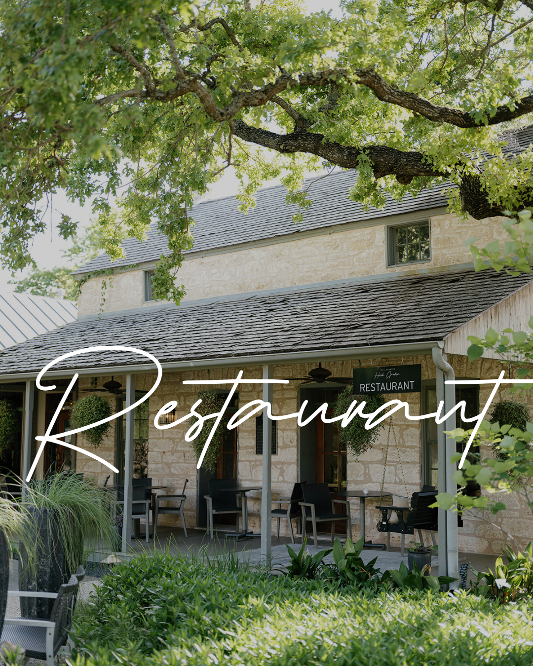 Delicious and fresh restaurant on a beautiful garden property in Fredericksburg, Texas