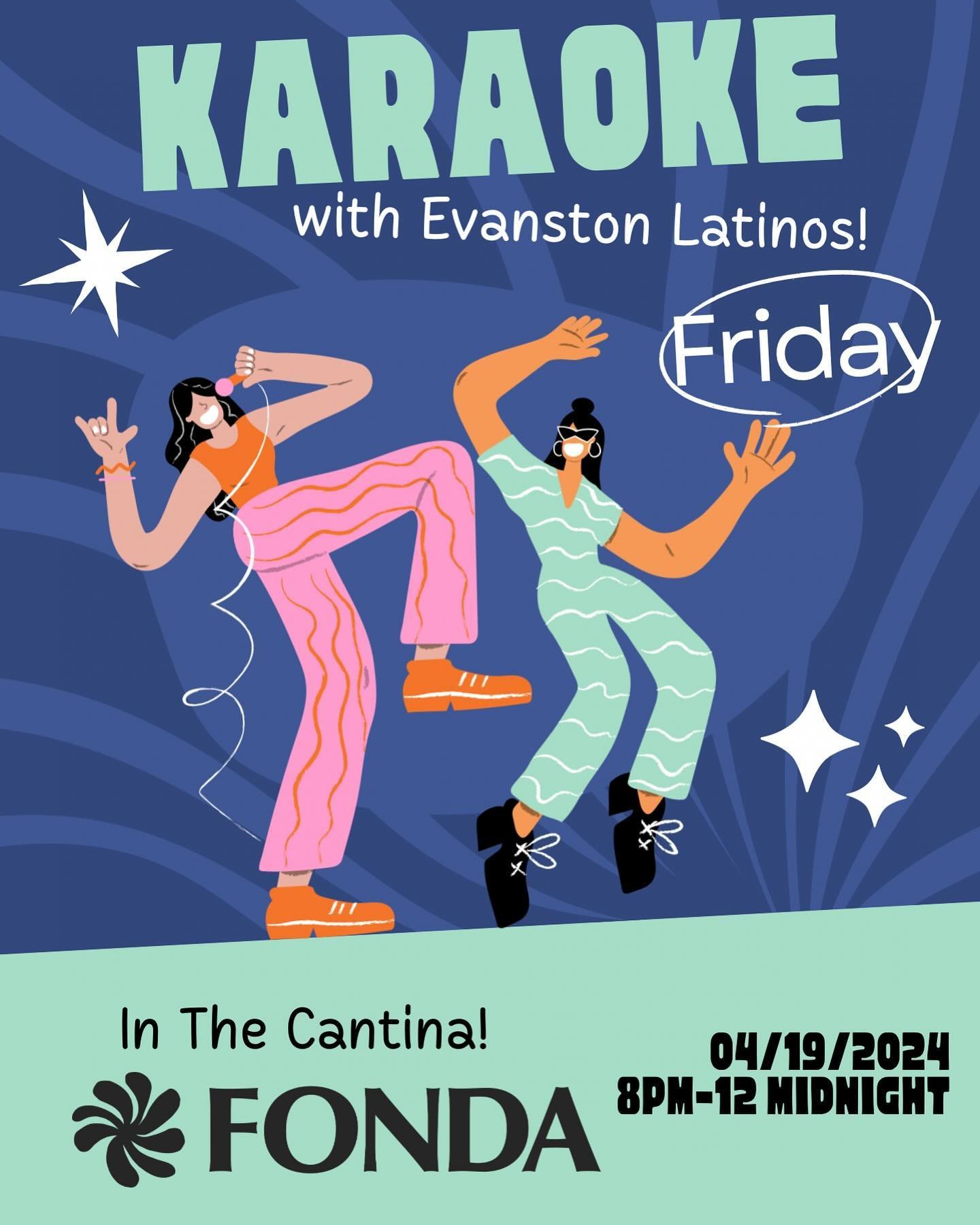 Karaoke is back!!!! This Friday we are partnering with @evanstonlatinos to bring a night of singing, cocktails, delicious food, and fun! 8pm to midnight!!! #latenightsatfonda #fondaevanston #fondacantina