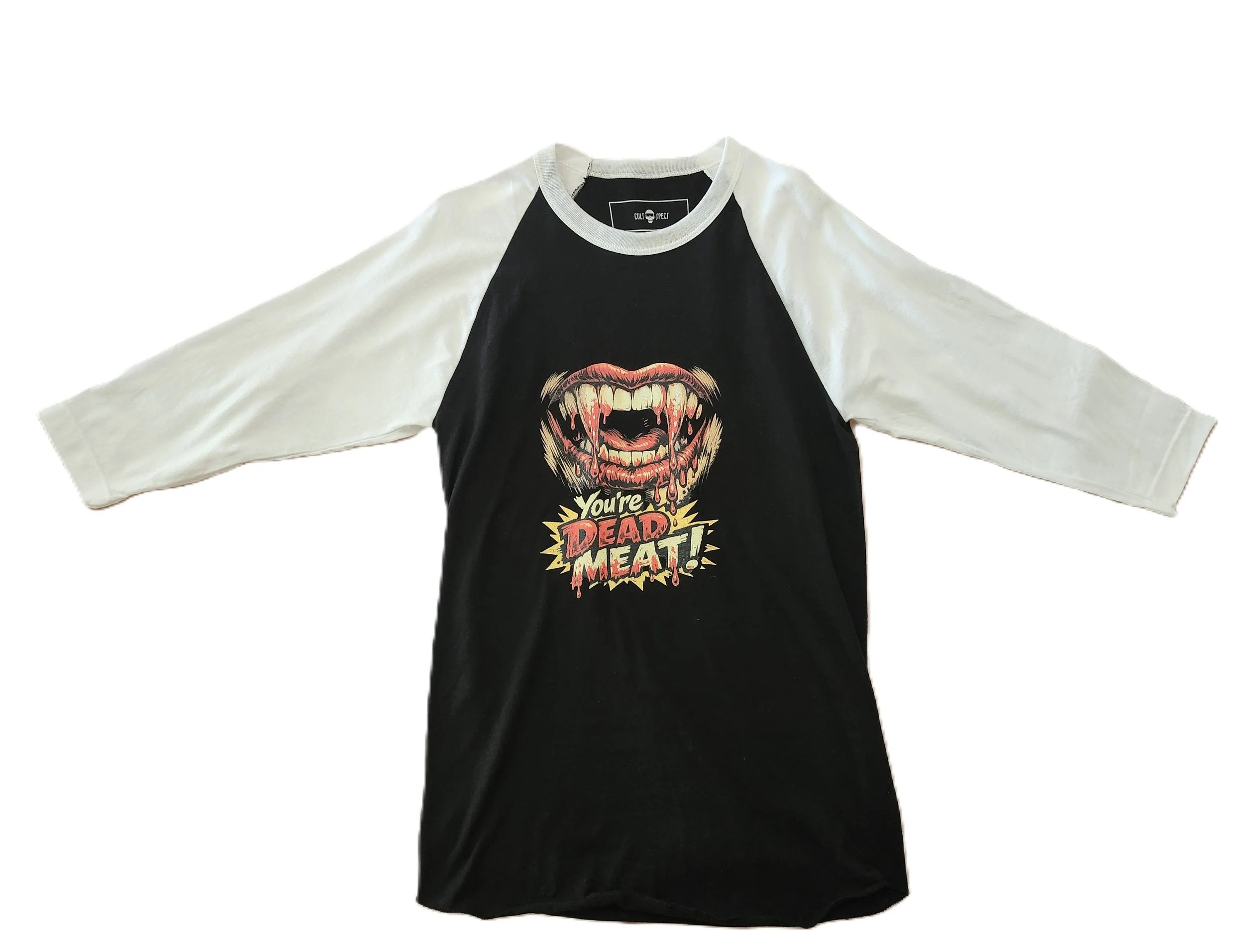 Sample Dead Meat Raglan, Vampire, Fangs, Lost Boys, Be One Of Us, Santa Carla, T-Shirt