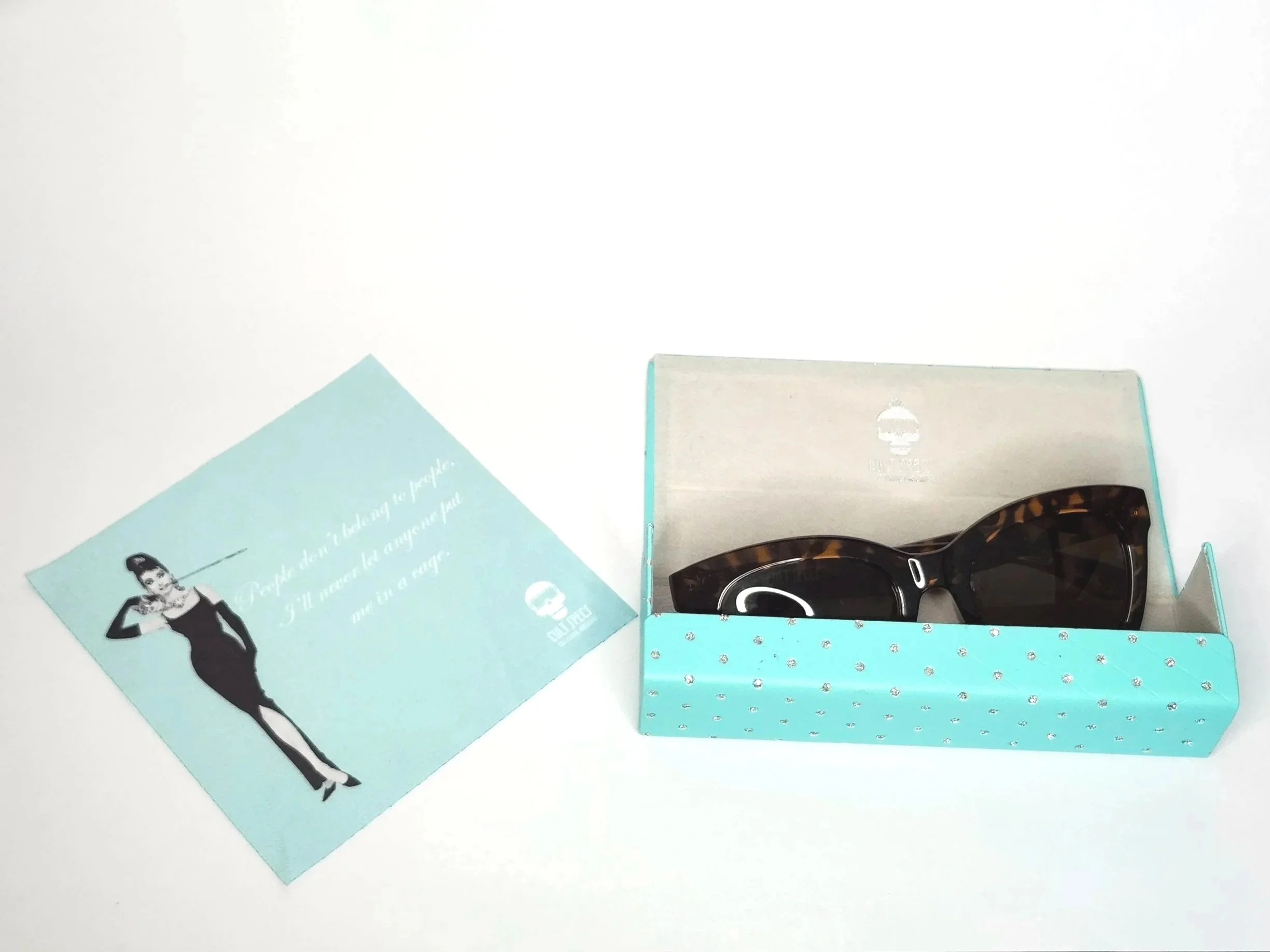 Holly Golightly, Tortoise Shell, oversized sunglasses, cat eye, breakfast at tiffany's, little black dress, socialite, sunglasses case, cult specs, cleaning cloth
