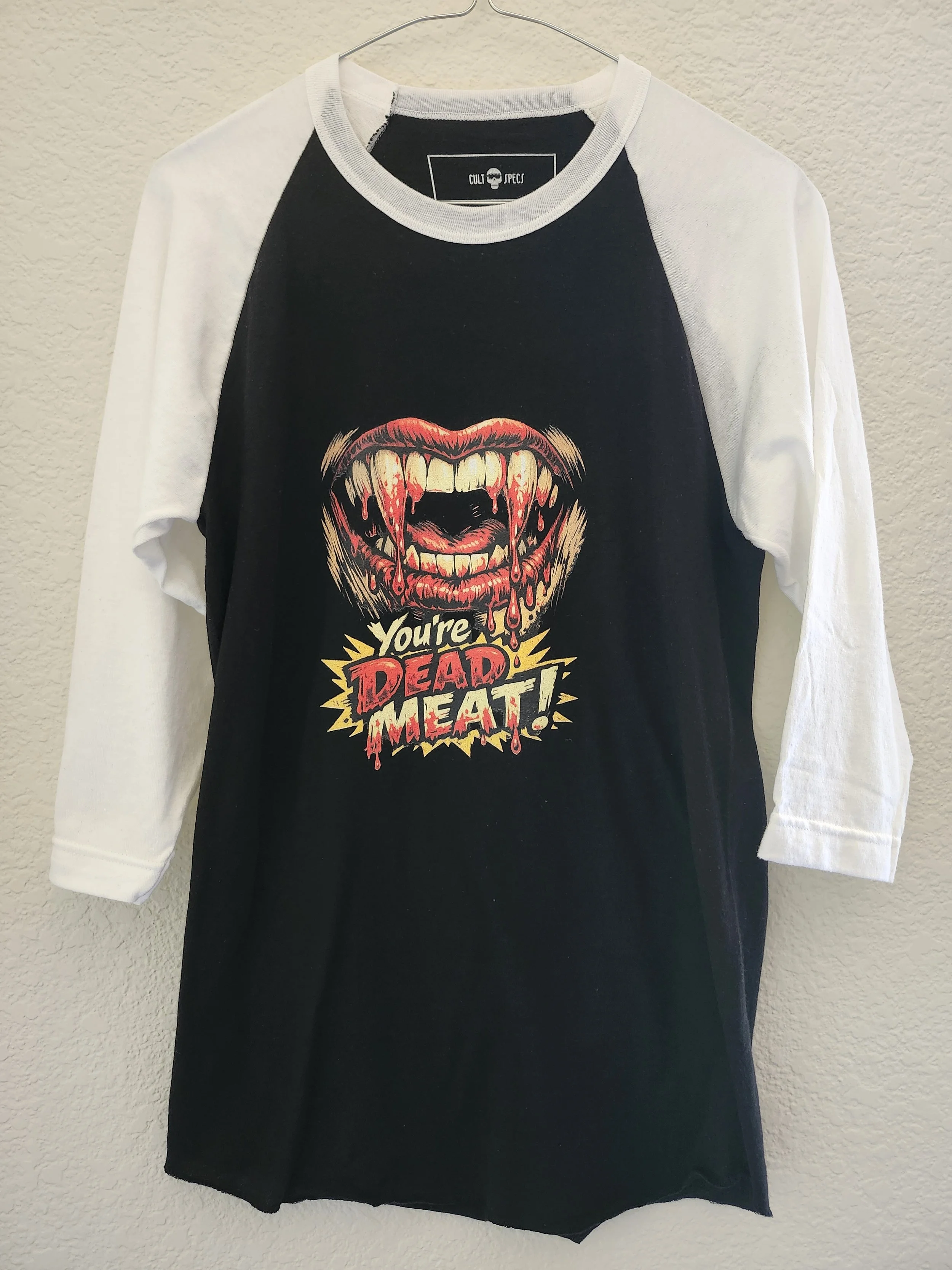 Sample Dead Meat Raglan, Vampire, Fangs, Lost Boys, Be One Of Us, Santa Carla, T-Shirt