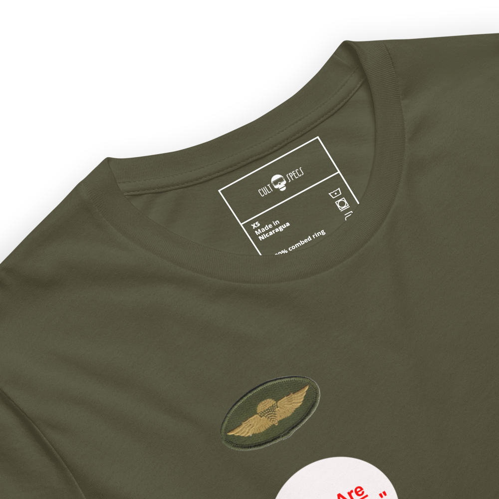 unisex-staple-t-shirt-military-green-product-details-69dabf61b27eb.png, TAXI DRIVER, TRAVIS BICKLE, BICKLE, ROBERT DENIRO, YOU TALKIN' TO ME, WE ARE THE PEOPLE, INSIGNIA PATCH TEE, KING KONG COMPANY
