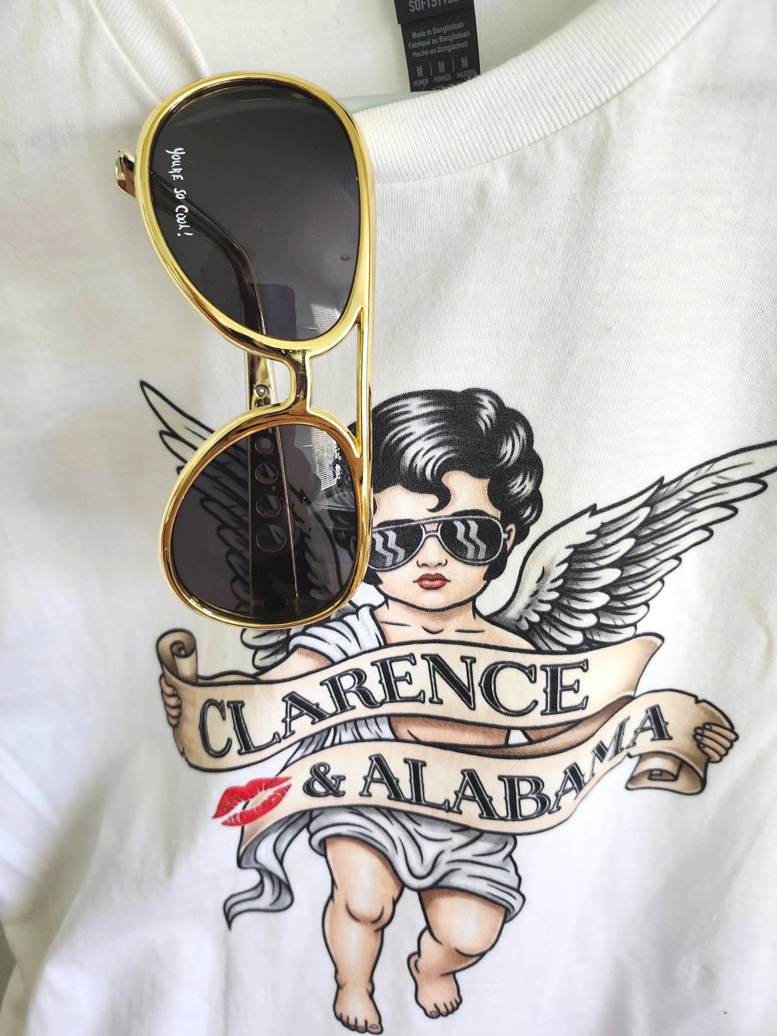 True Romance, Clarence and Alabama, You're so cool,  tattoo cherub, classic tshirt, tattoo flash, Elvis, Sunglasses