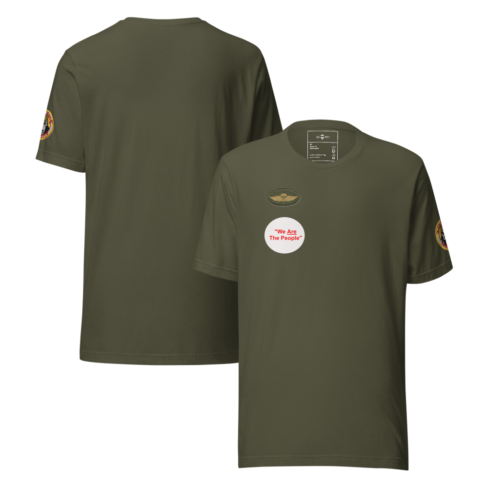 unisex-staple-t-shirt-military-green-front-and-back-69dabf62897e8.png, TAXI DRIVER, TRAVIS BICKLE, BICKLE, ROBERT DENIRO, YOU TALKIN' TO ME, WE ARE THE PEOPLE, INSIGNIA PATCH TEE, KING KONG COMPANY