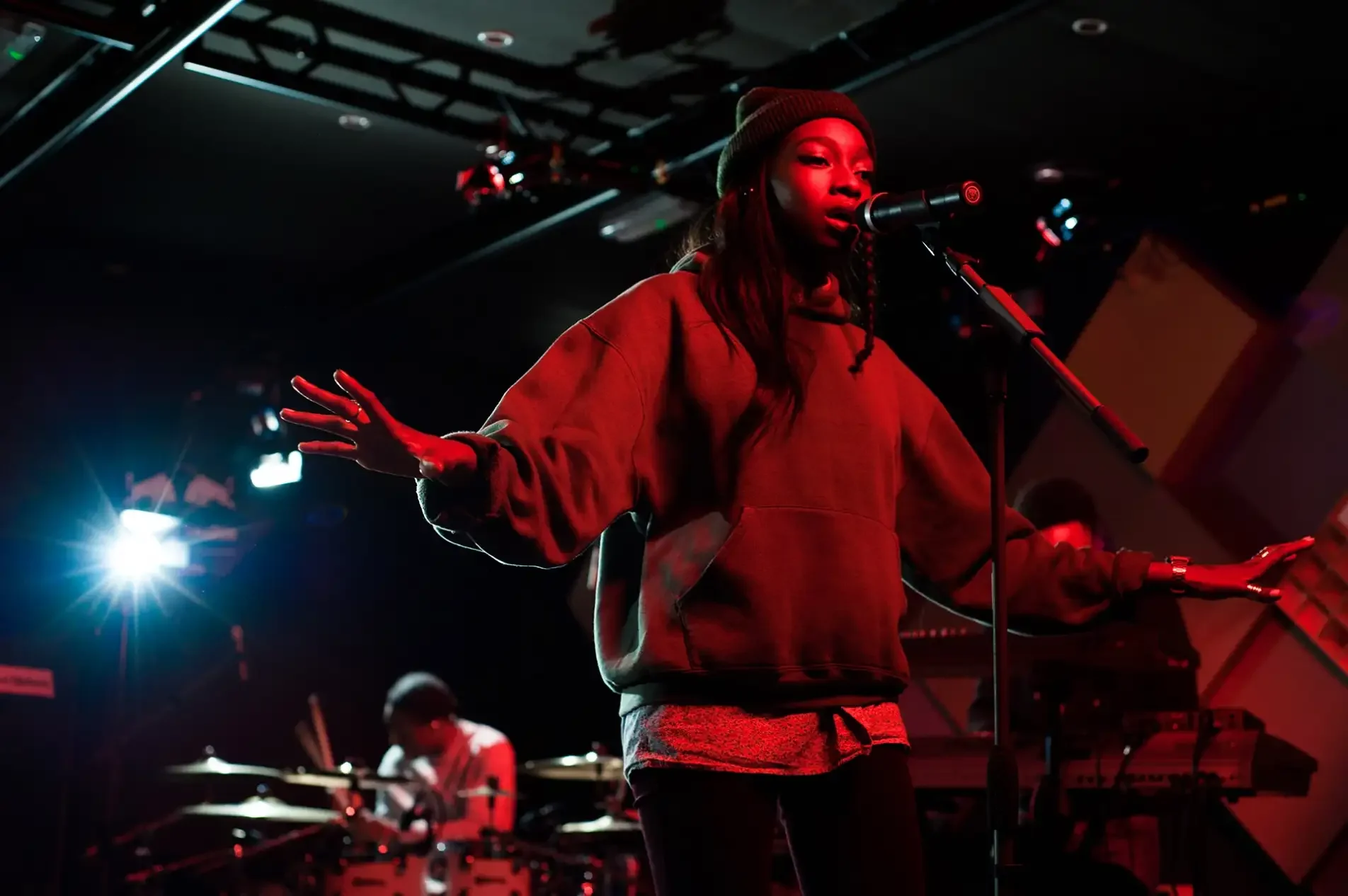 Little Simz recording at Red Bull Studios London