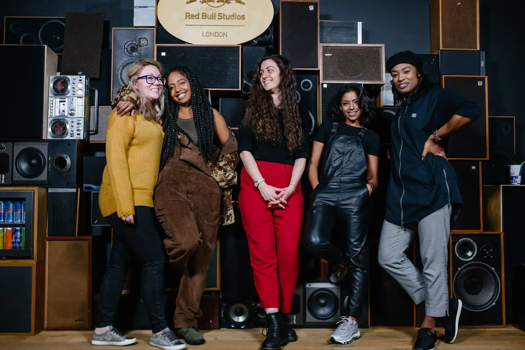 The lineup of session leaders including Katie Tavini, Marta Salogni and Jyoty at a NormalNotNovelty event inside Red Bull Studios London